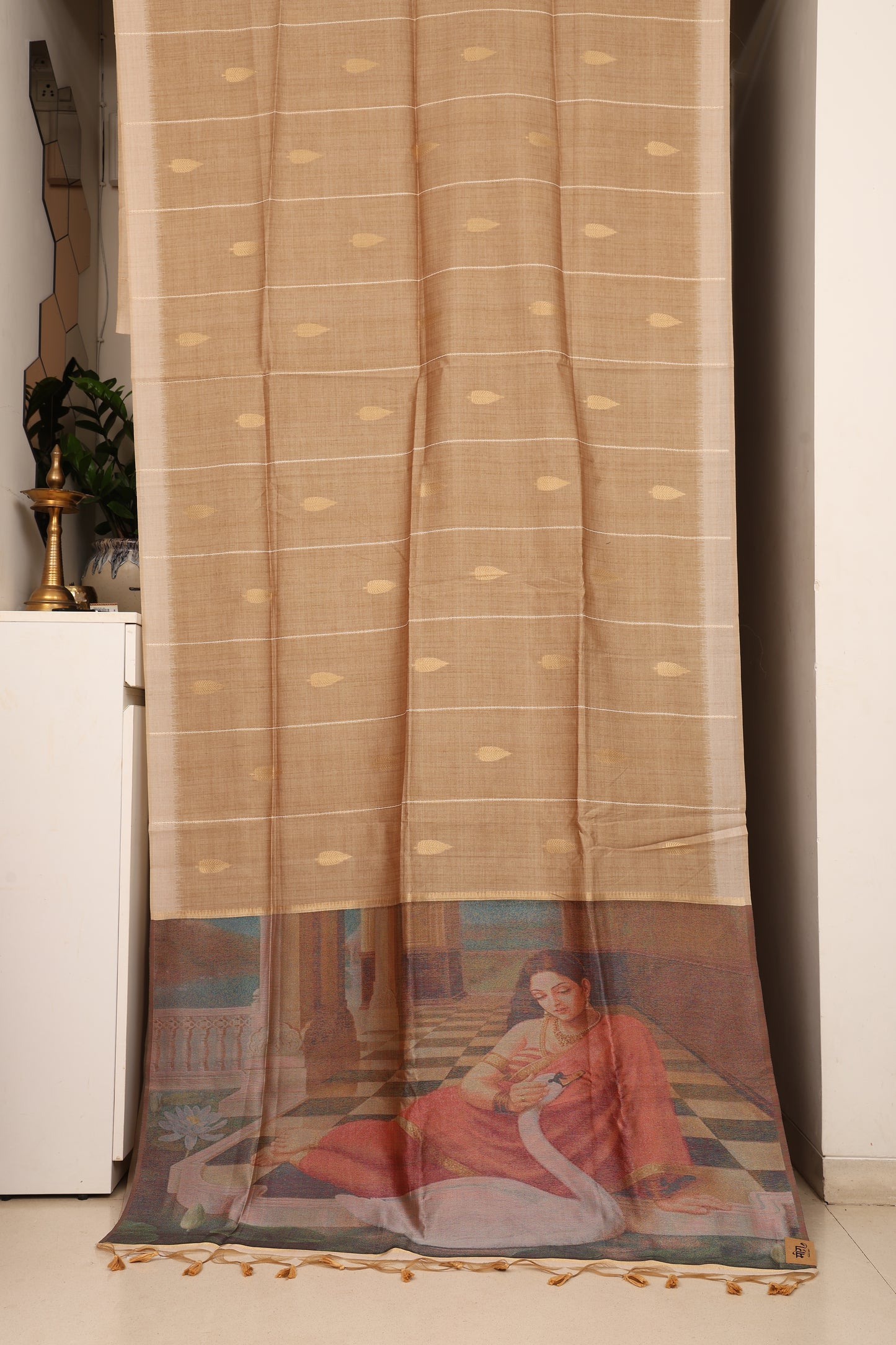 Earthy Caramel Art Tussar Linen