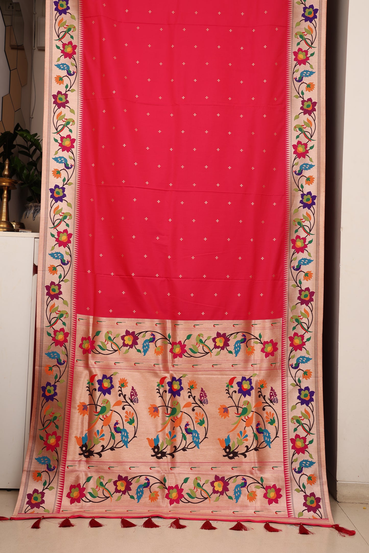 Rani Peacock Border Paithani