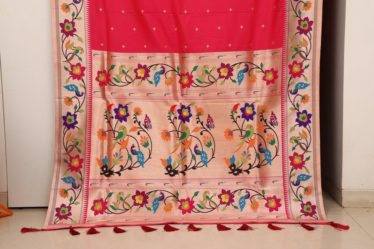 Rani Peacock Border Paithani