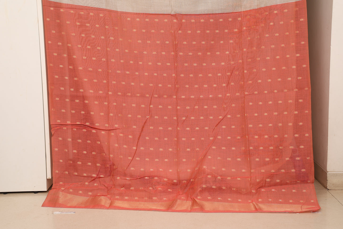 Ivory Peach Muga Cotton Silk