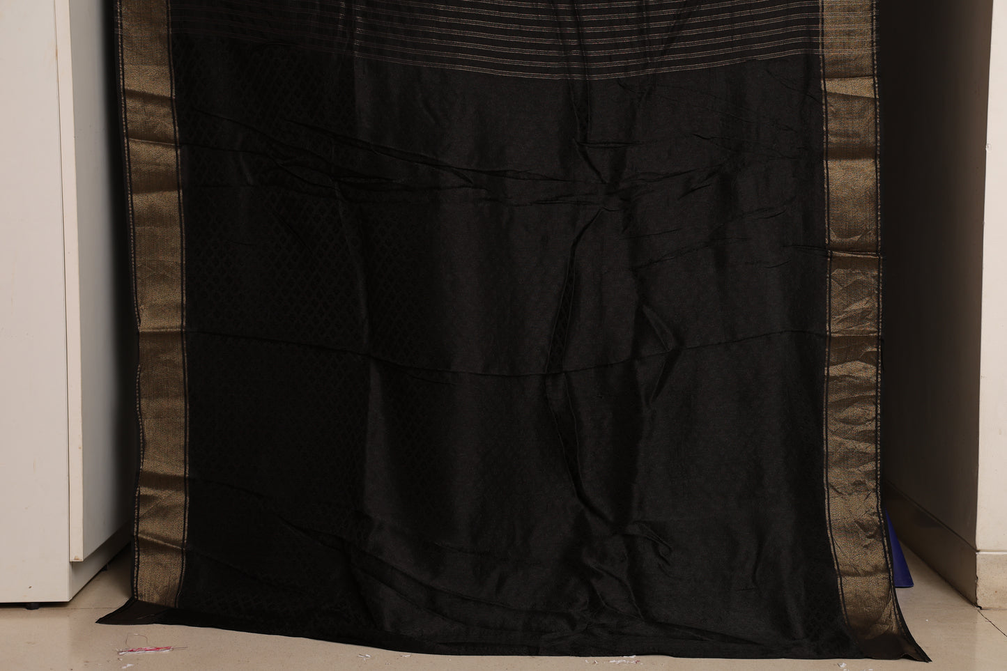 Jet Black Munga Paithani