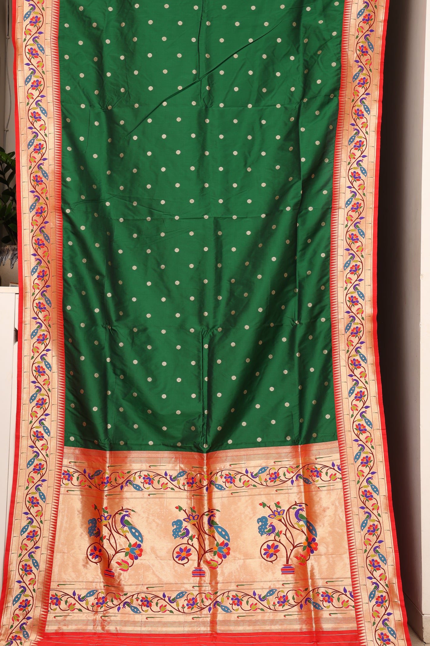 Emerald Green Morvel Border Paithani