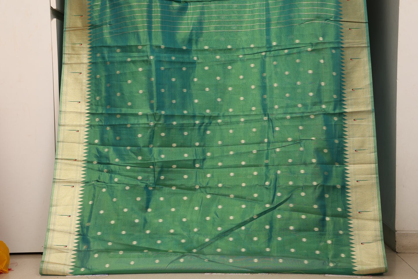 Emerald Teal Chanderi Paithani