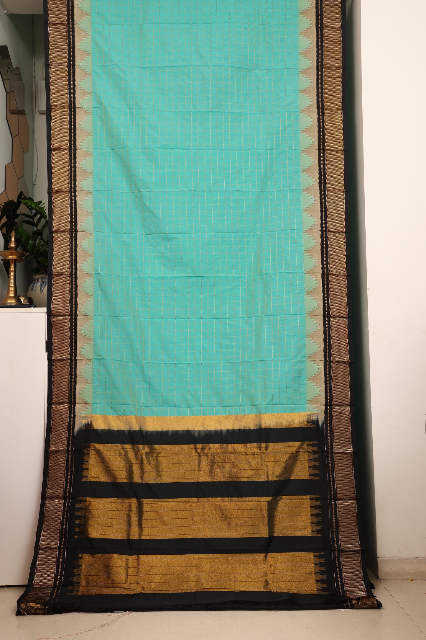 Sea Green Ilkal Paithani