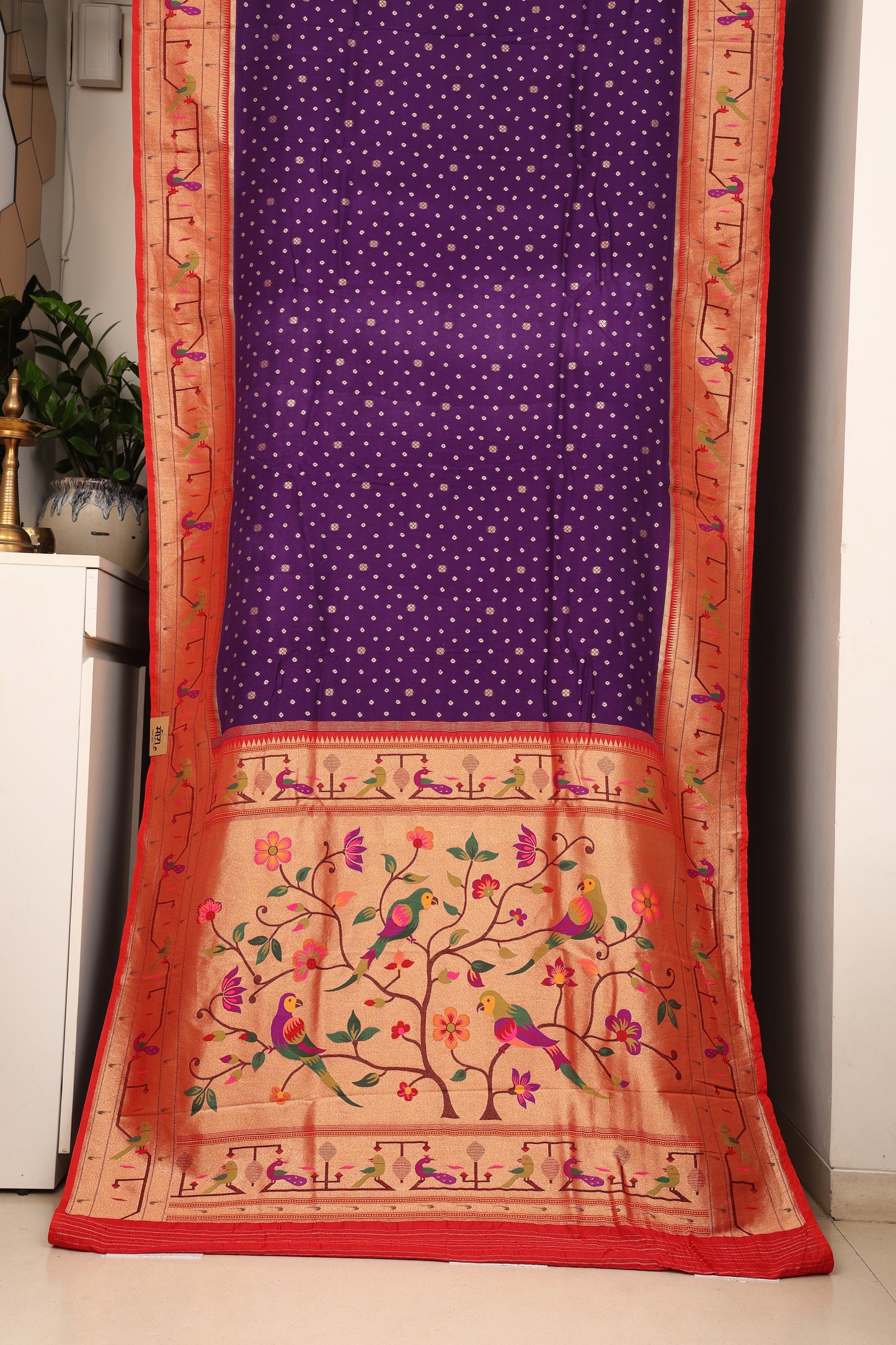 Jammun Purple Royal Bandhej Paithani