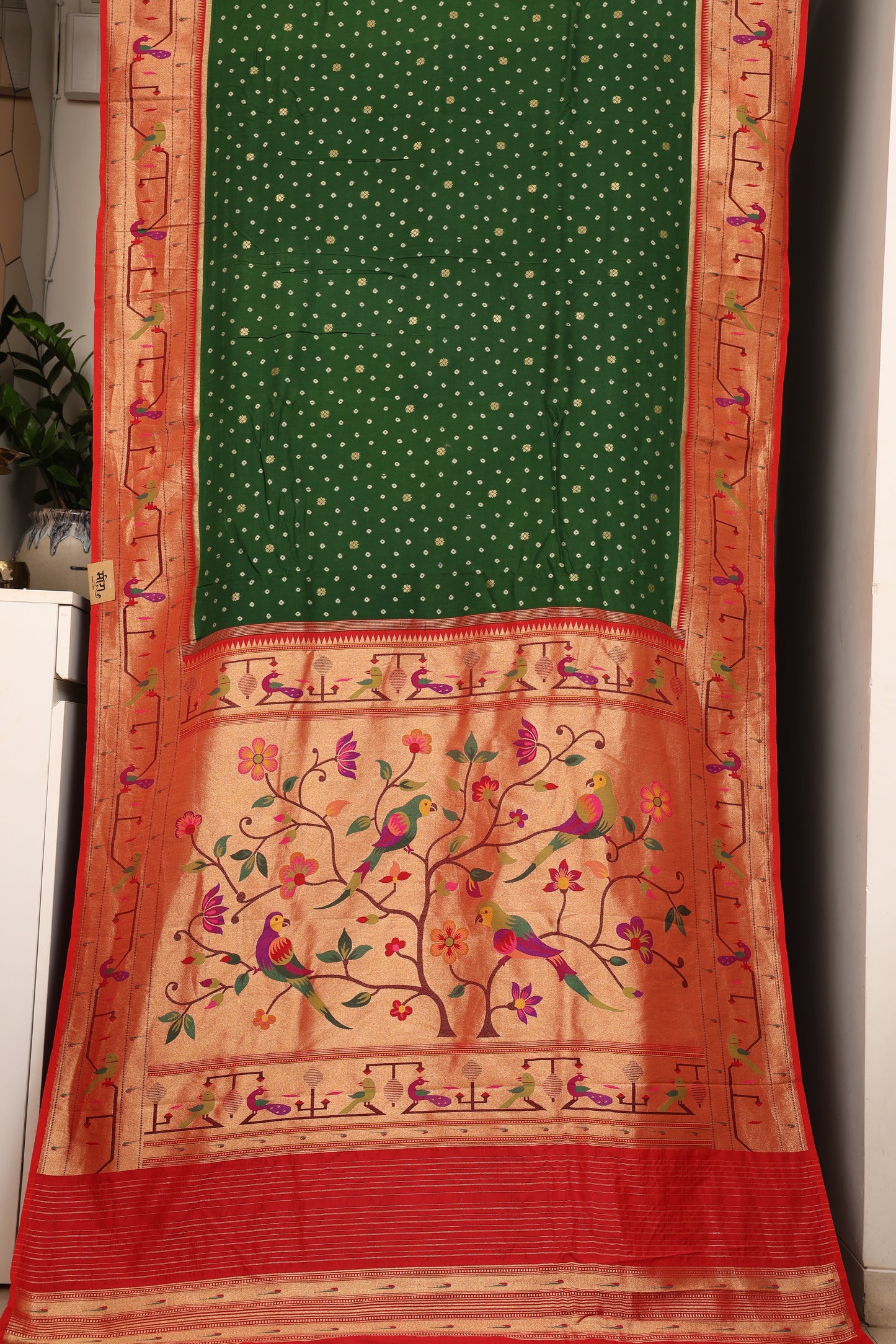 Hirva Green Royal Bandhej Paithani