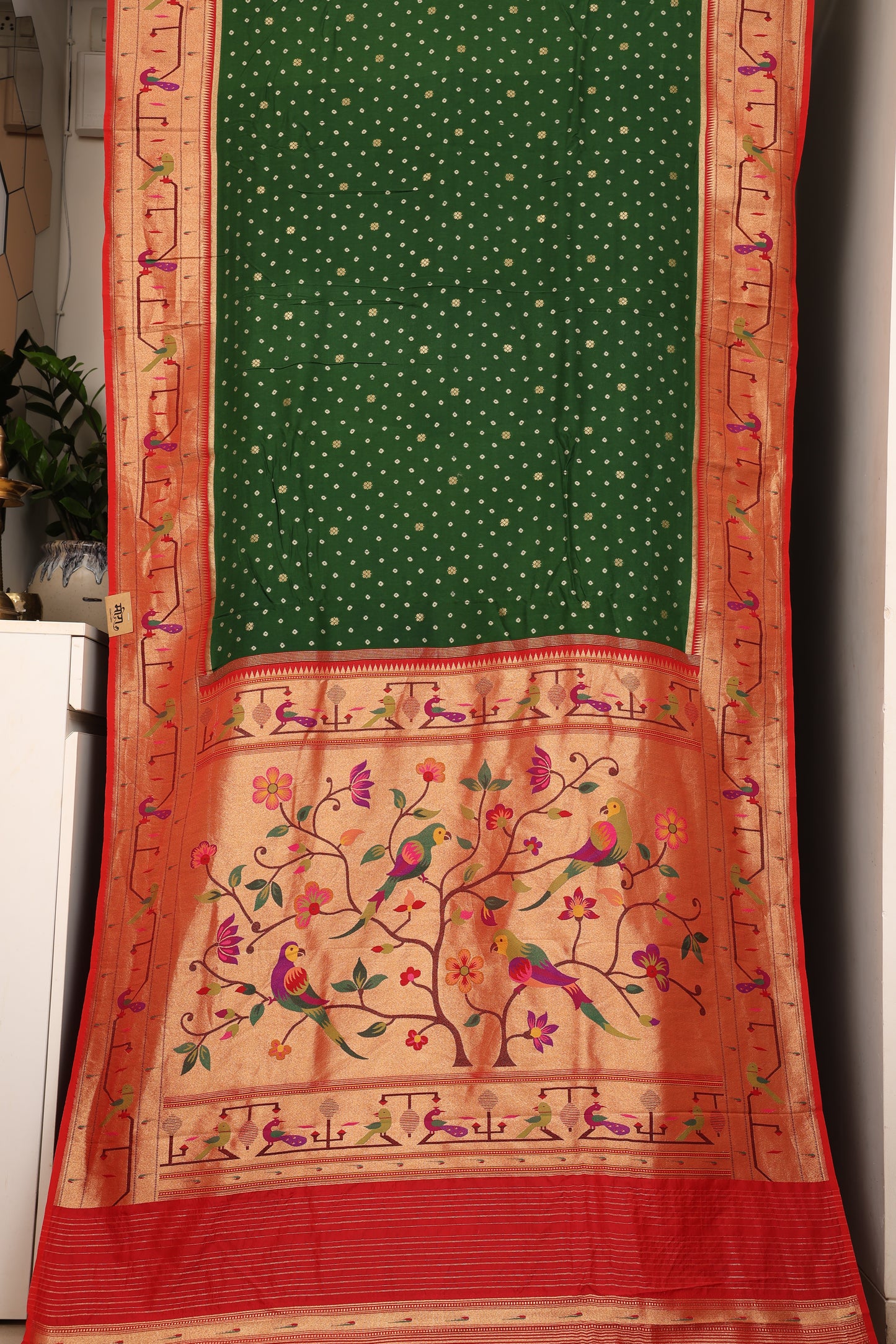 Hirva Green Royal Bandhej Paithani