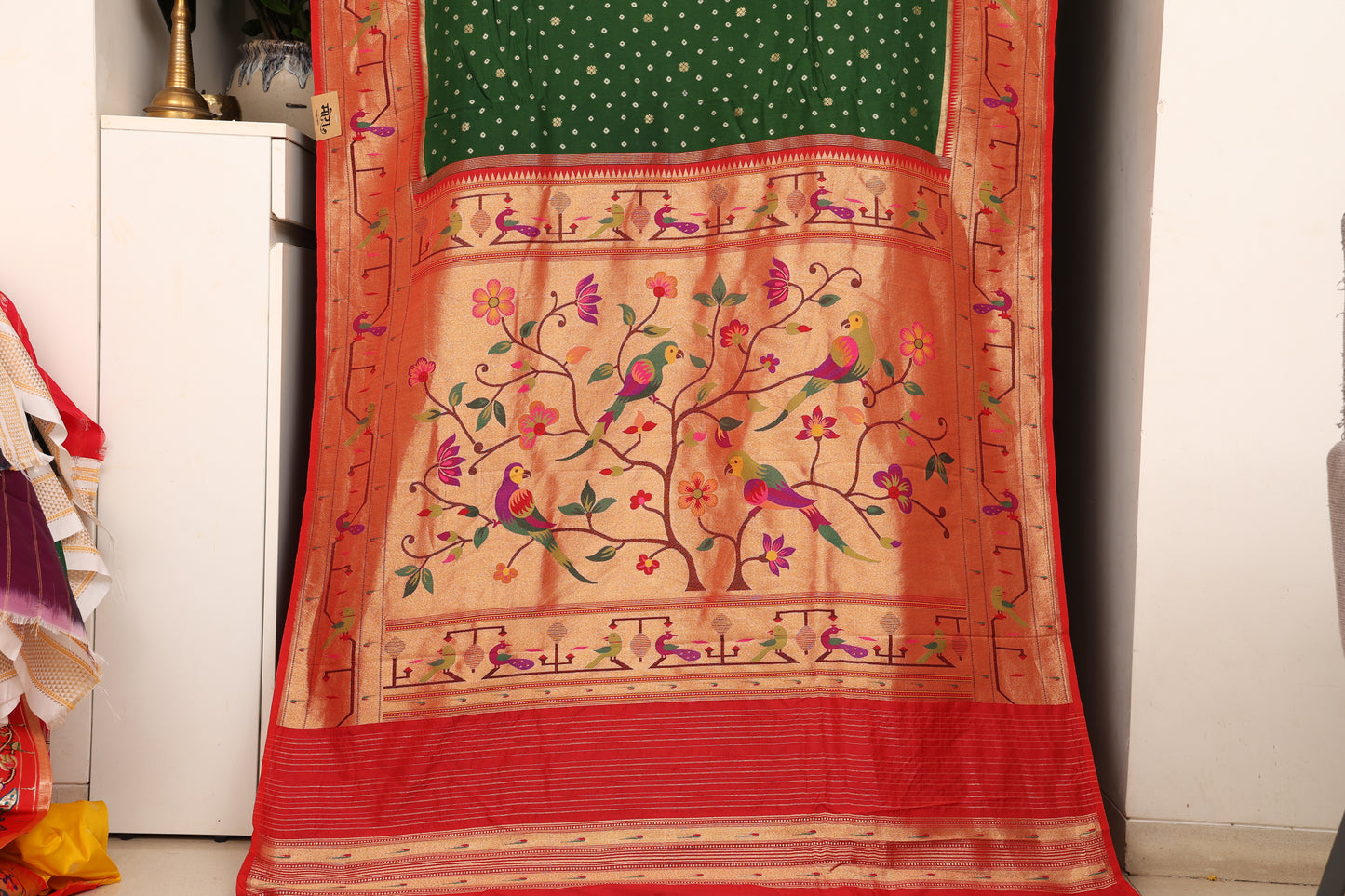 Hirva Green Royal Bandhej Paithani