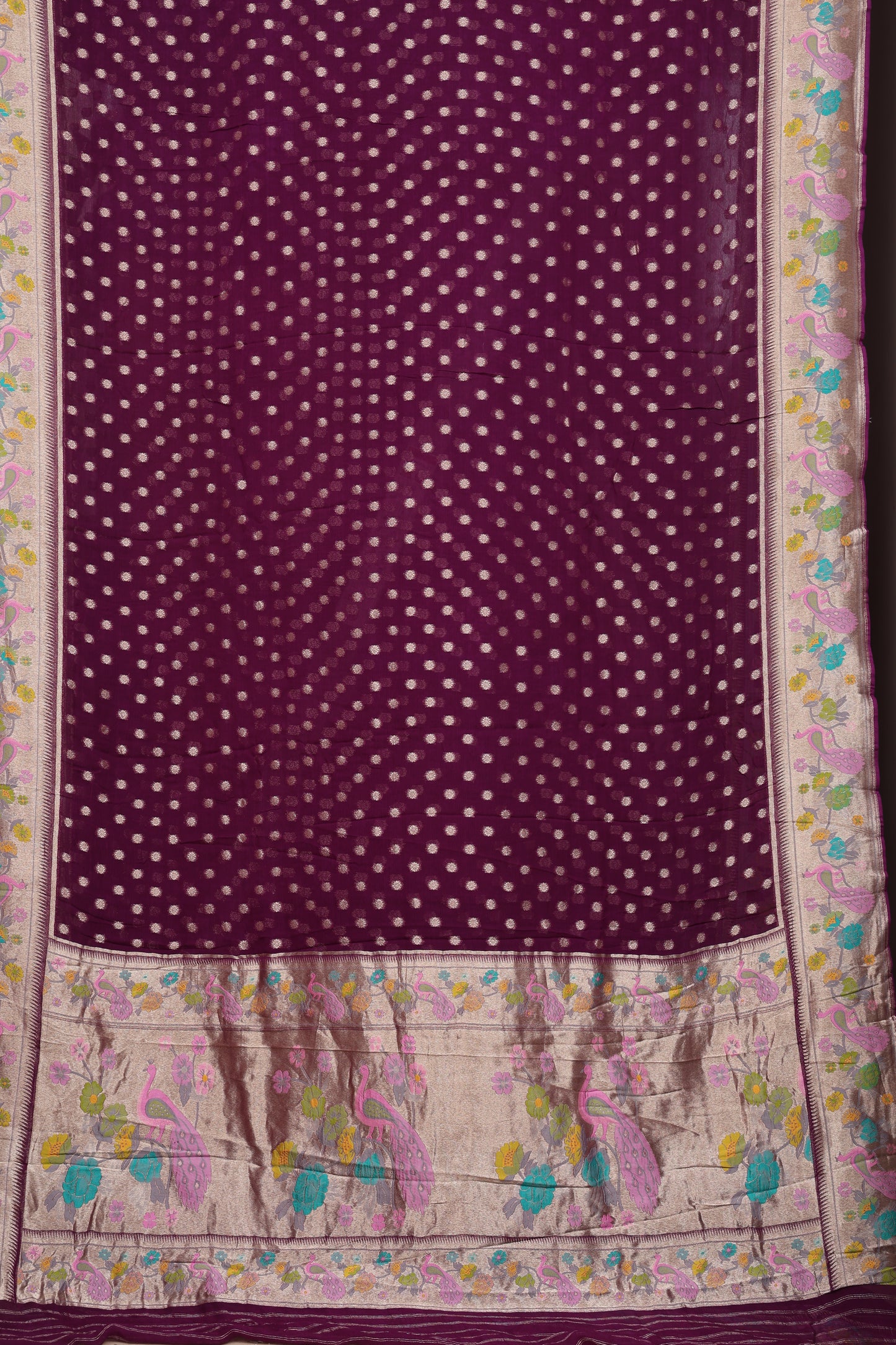 Royal Magentta Georgette Paithani
