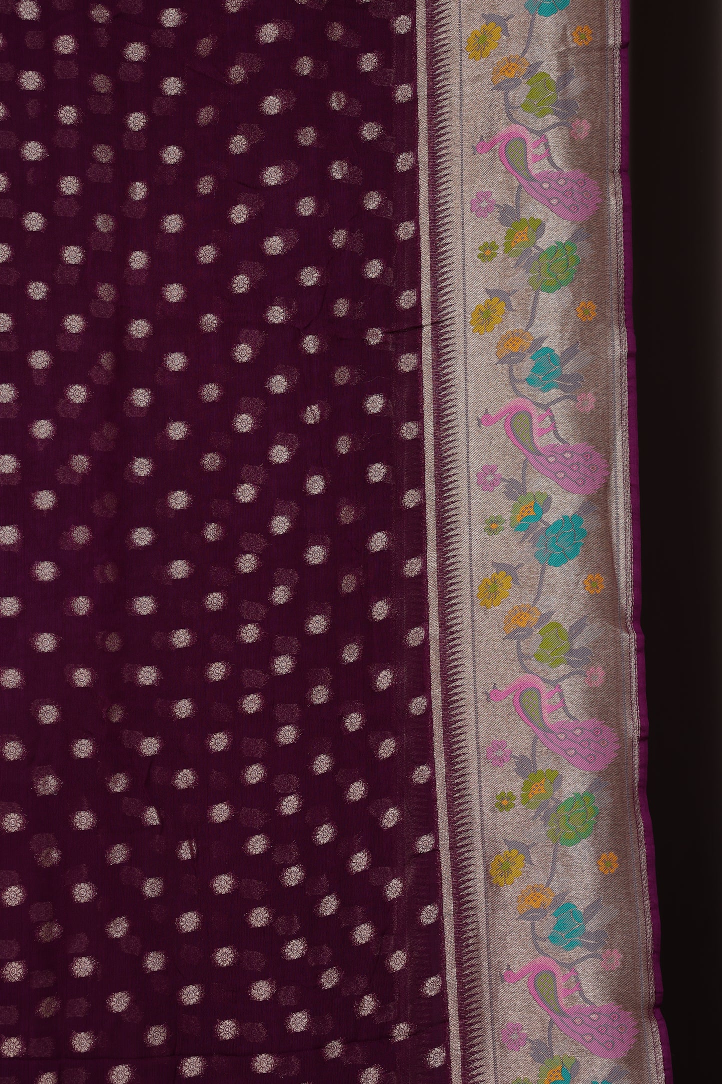 Royal Magentta Georgette Paithani