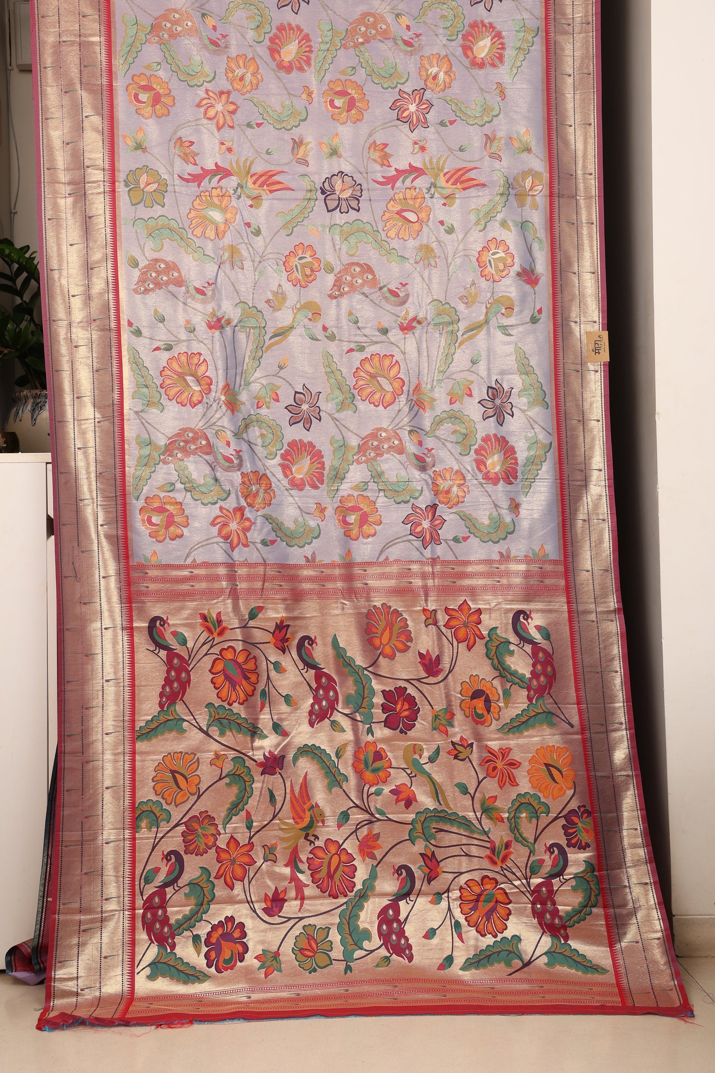 Lilac Floral Brocade Paithani