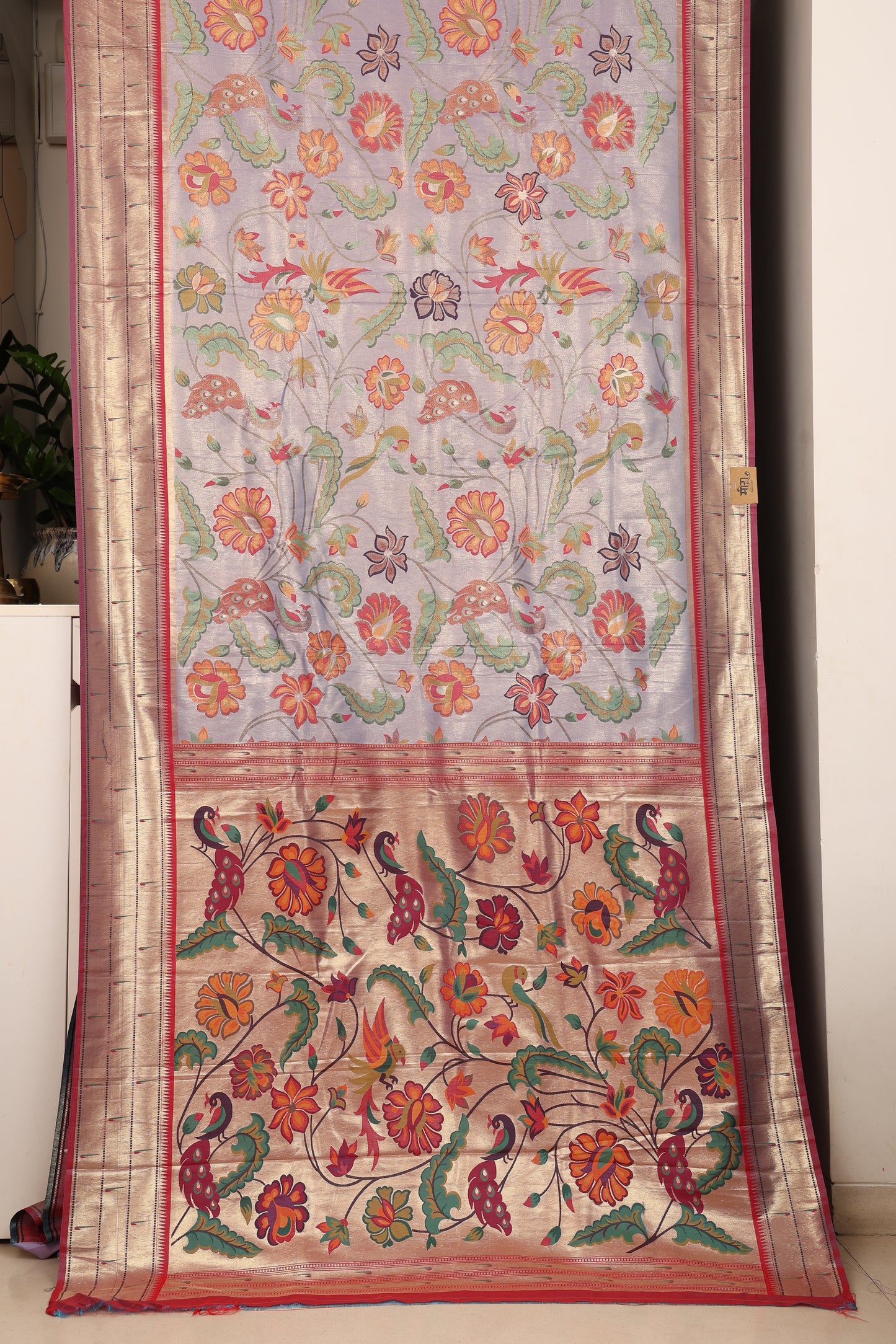 Lilac Floral Brocade Paithani
