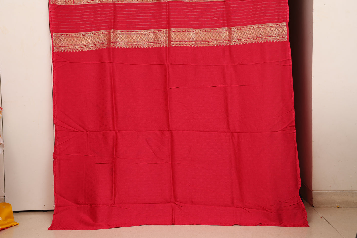 Champagne Gold and Rani Parrot Brocade Paithani