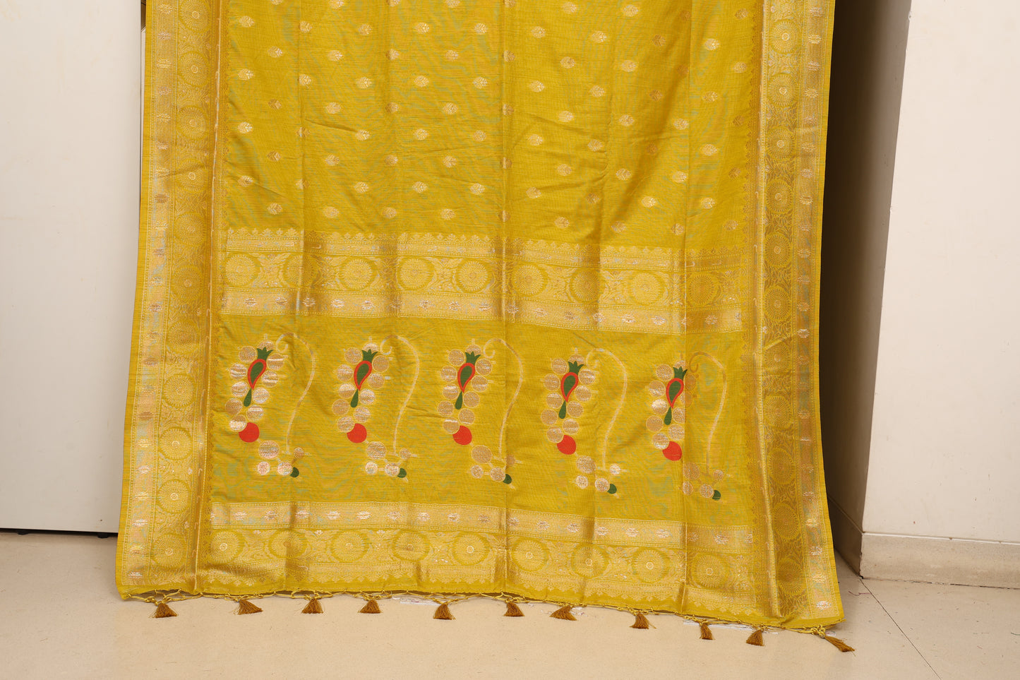 Antique Mustard Munga Silk Saree
