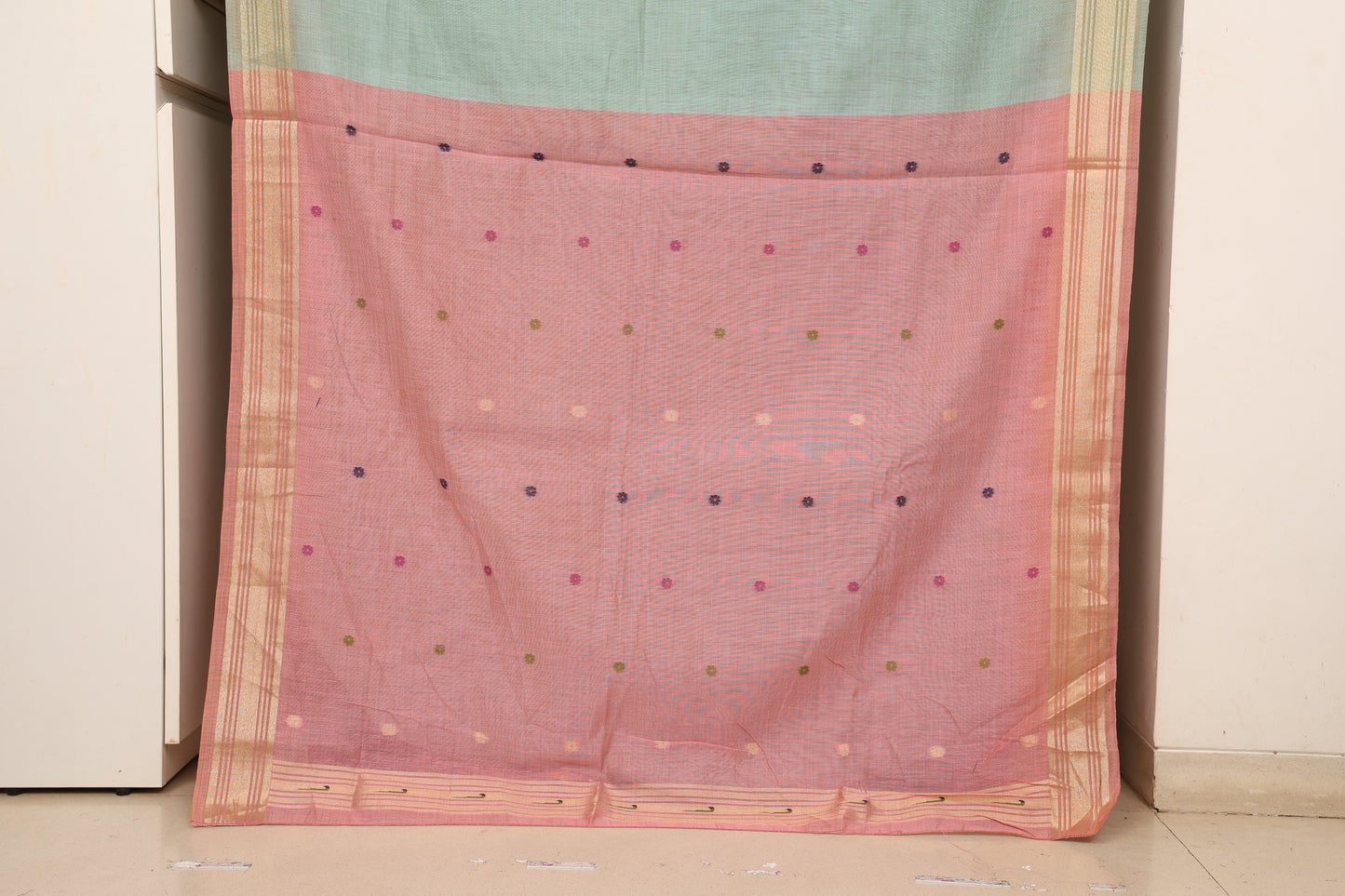 Aqua Mint Munga Cotton Paithani