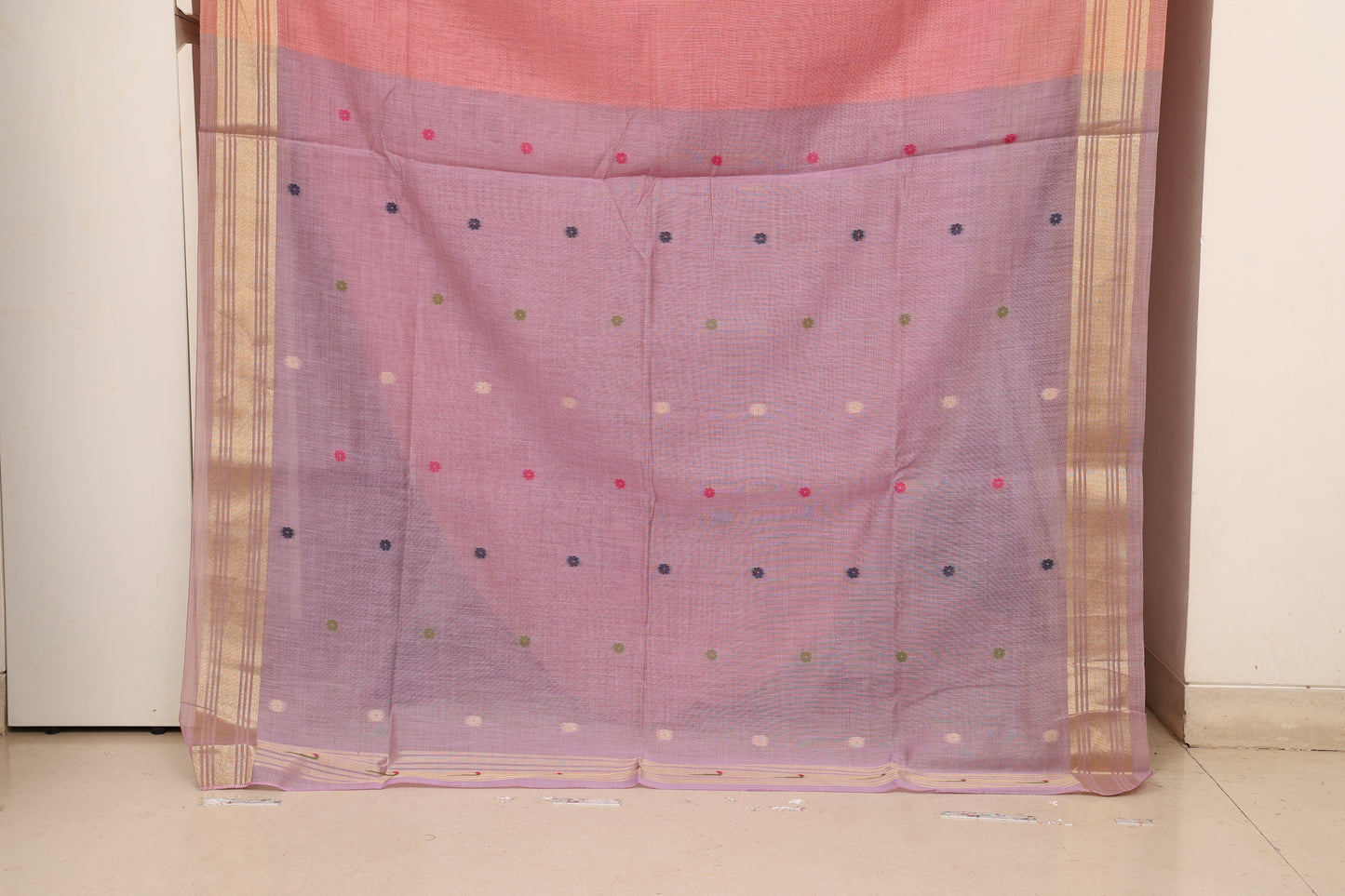 Baby Pink  Munga Cotton Paithani