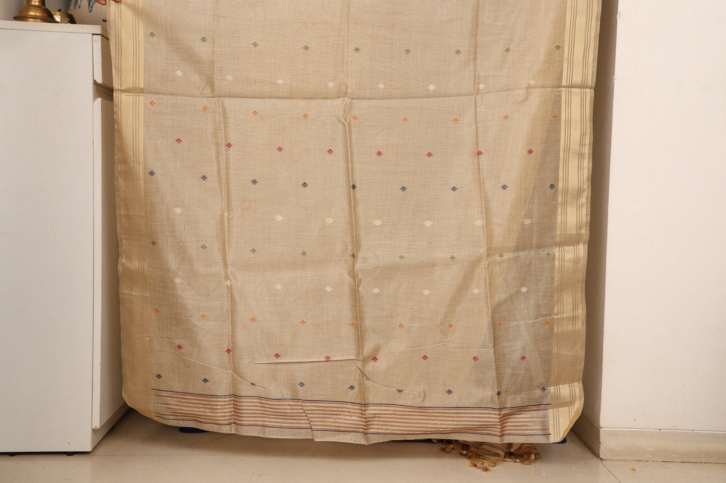 Beige Tissue Linen Paithani