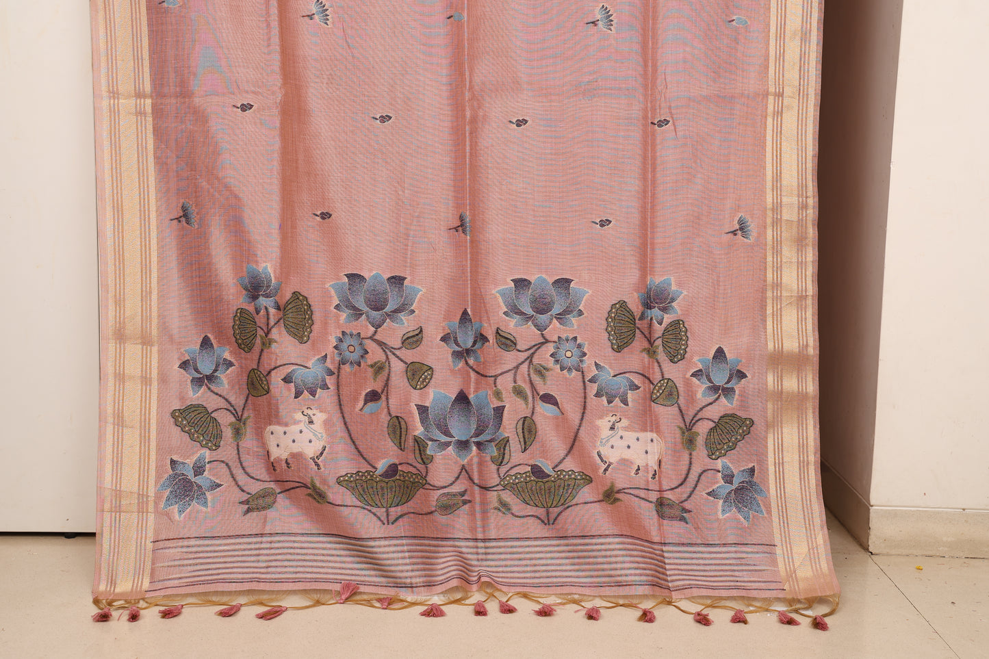 Pink Tissue Linen Paithani