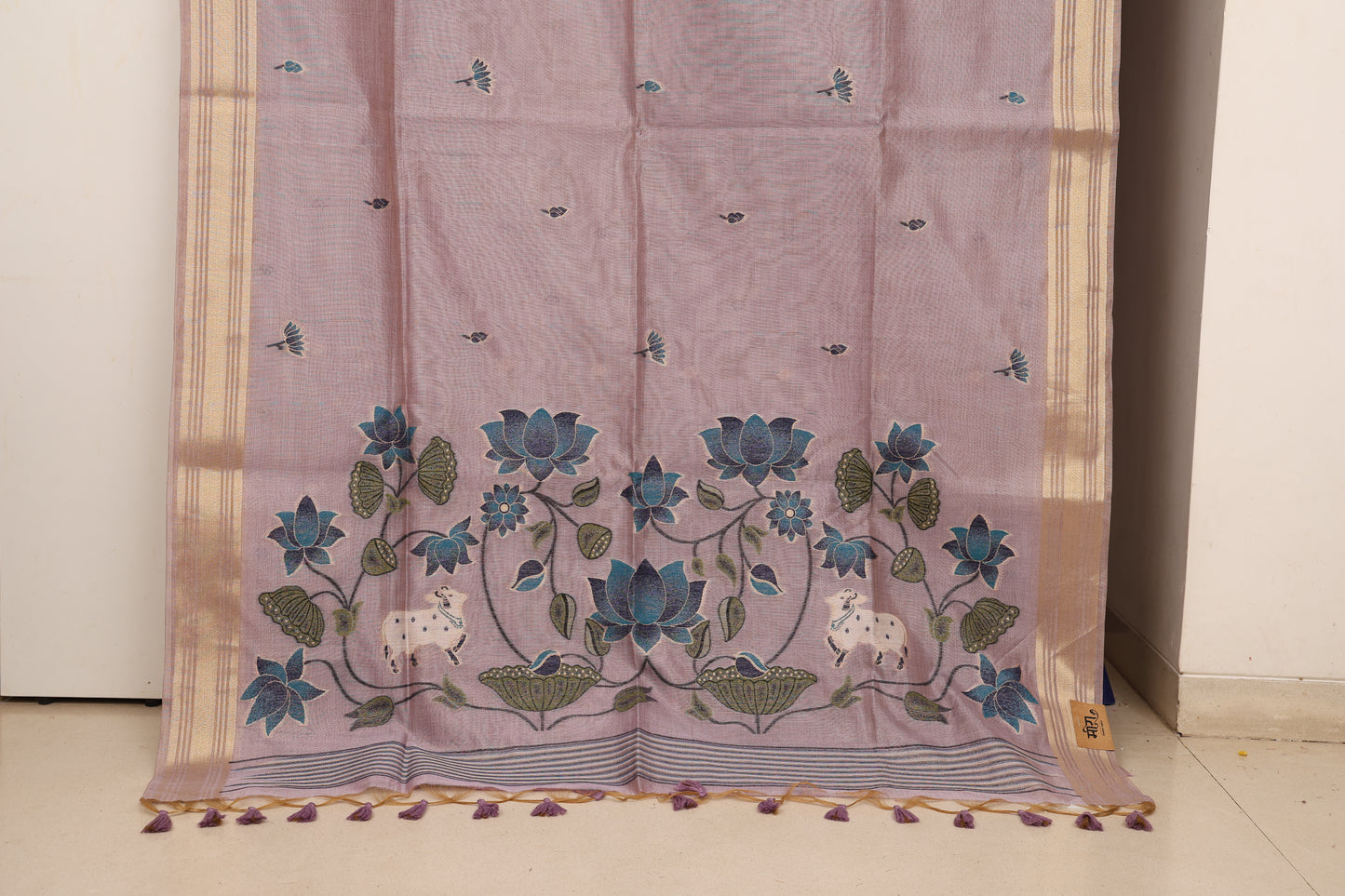 Lavender Tissue Linen Paithani