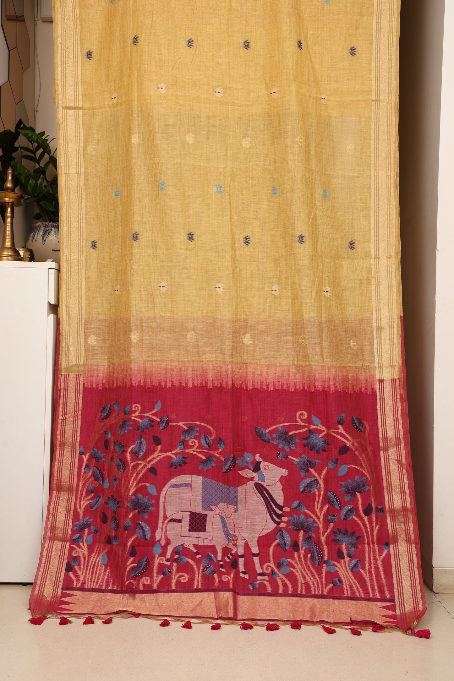 Mustard Munga Cotton Paithani
