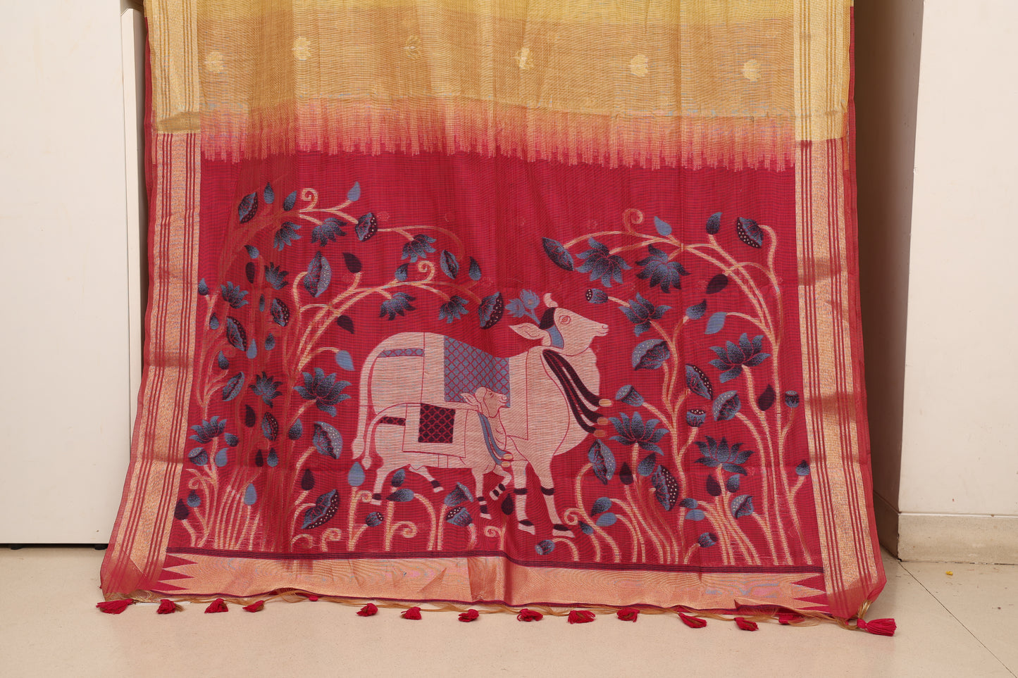 Mustard Munga Cotton Paithani