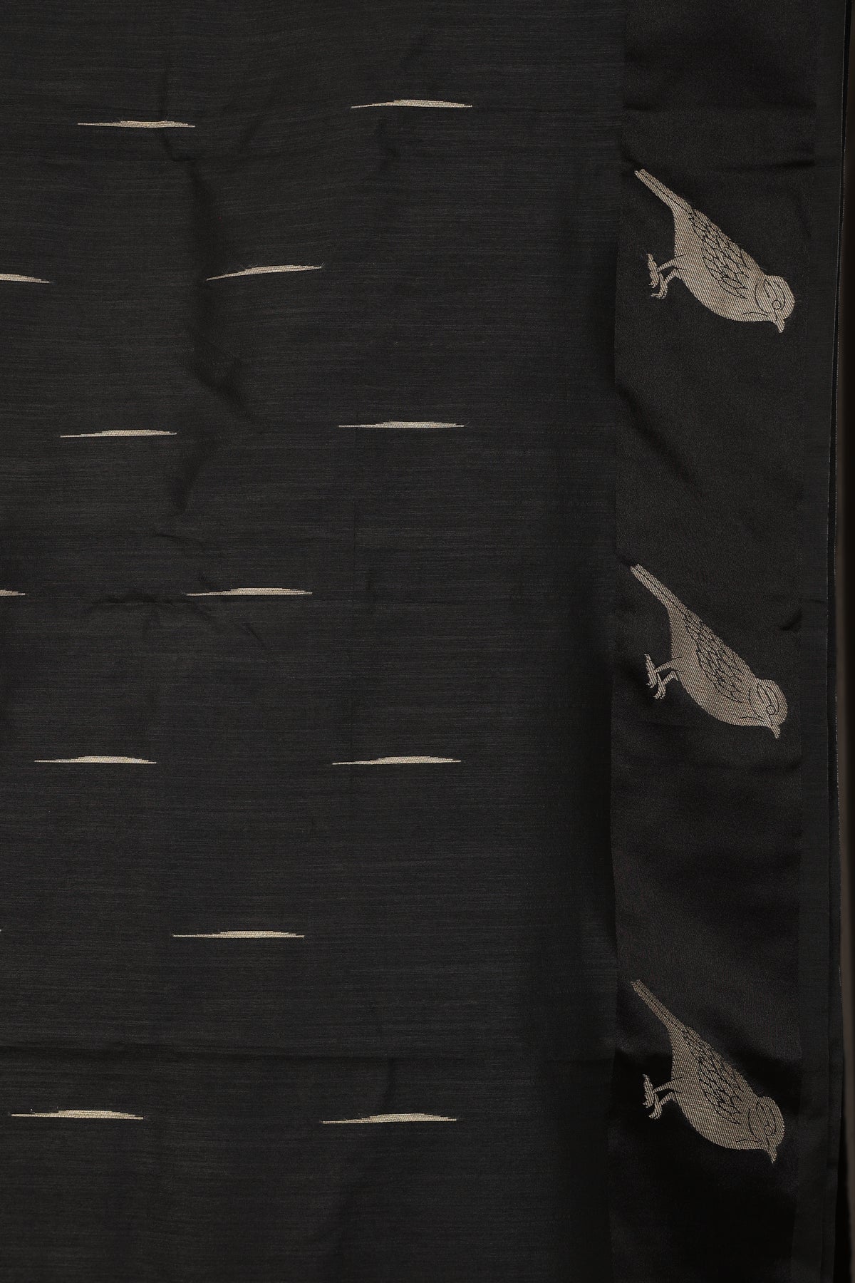Jet Black Chidya Tussar Silk Saree