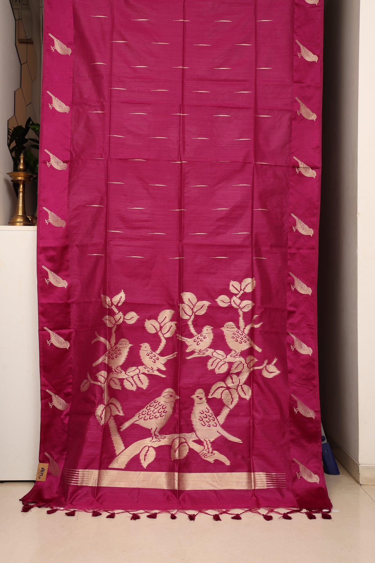 Berry Magenta Chidya Tussar Silk Saree