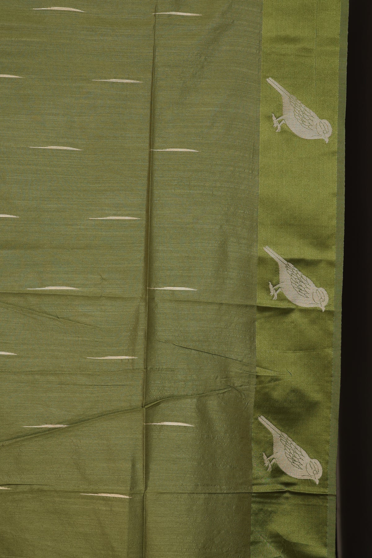 Olive Green Chidya Tussar Silk Saree