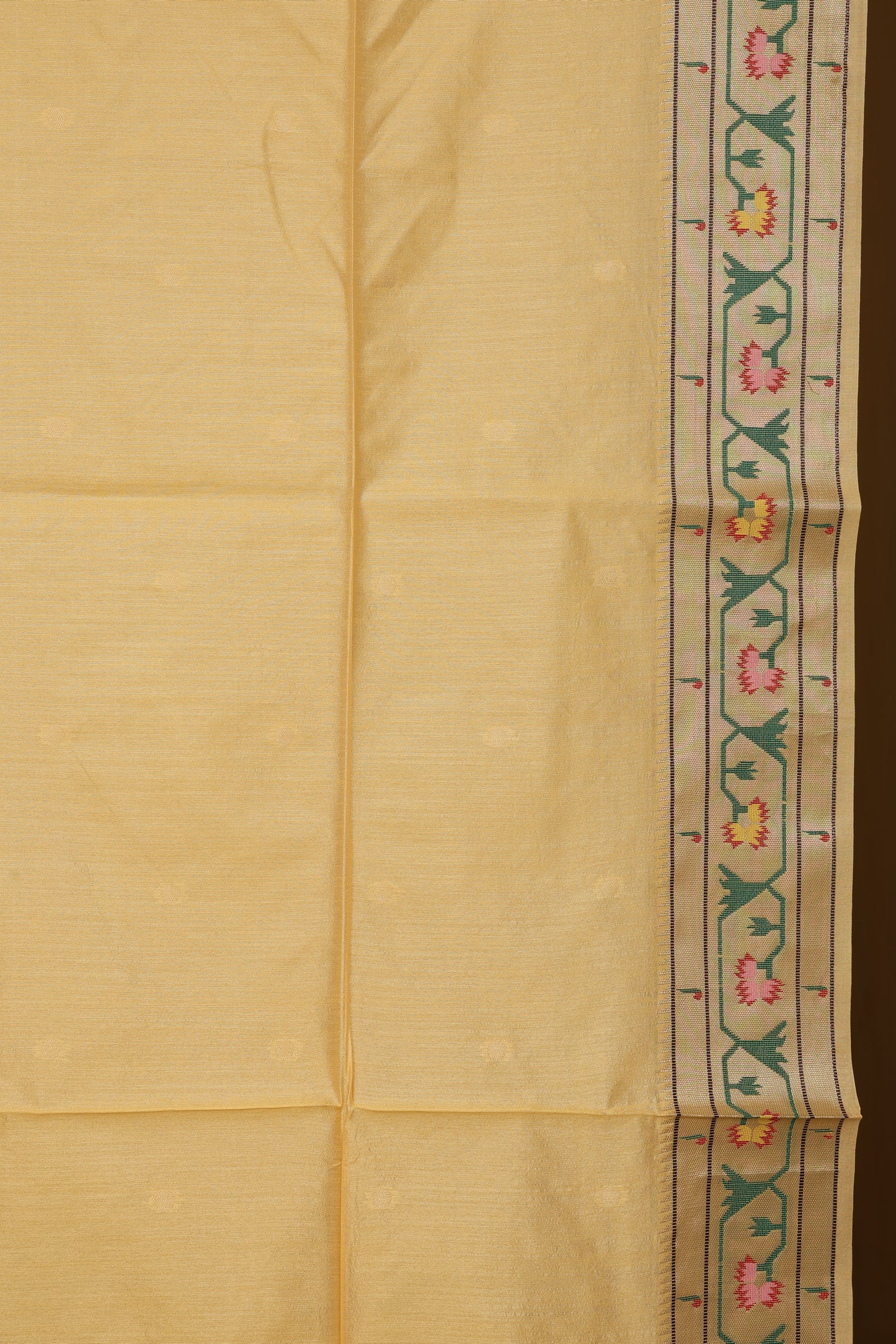 Haldi Gold Tussar Silk Blend Paithani