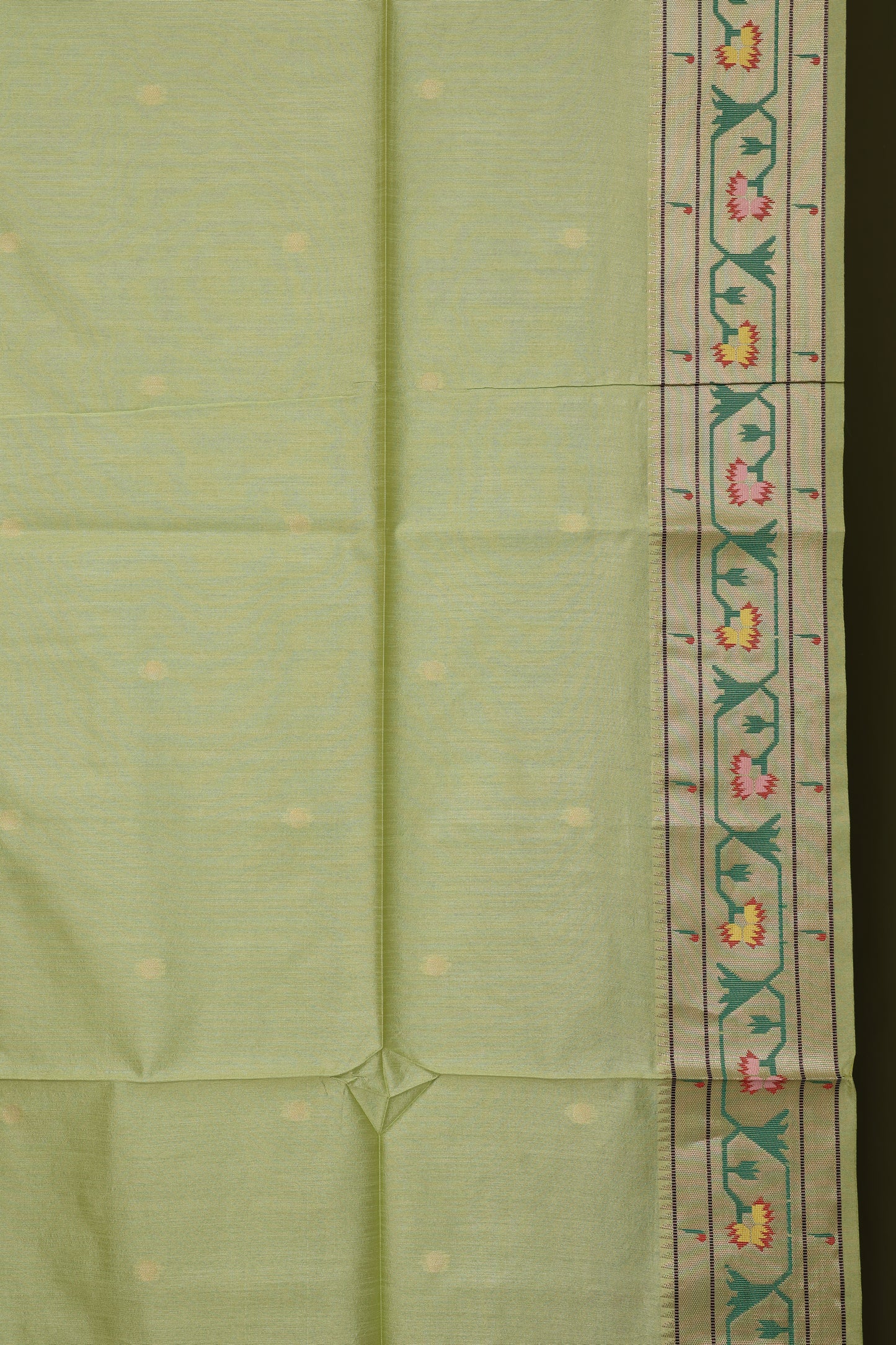 Pista Lime Tussar Silk Blend Paithani