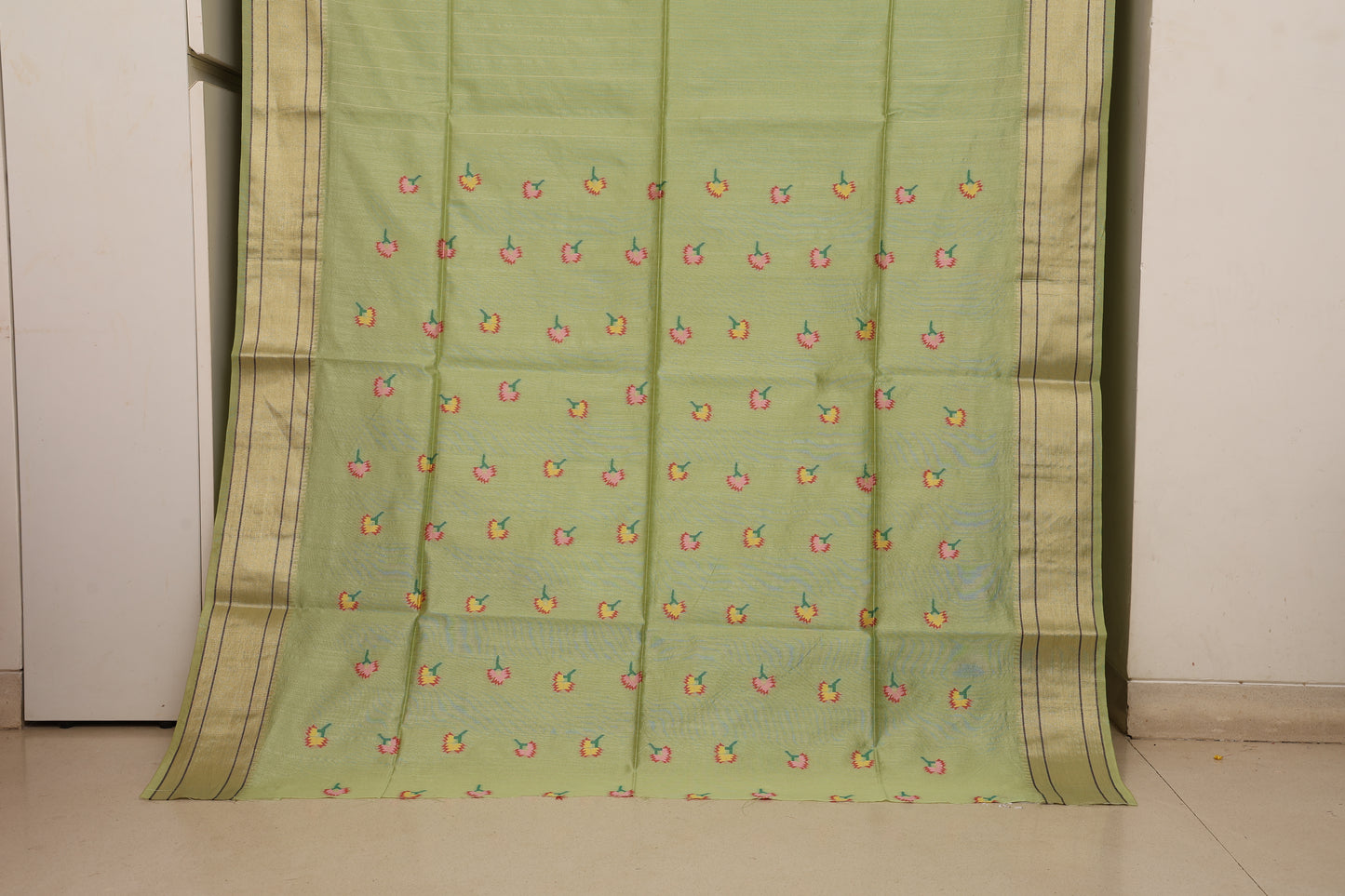 Pista Lime Tussar Silk Blend Paithani