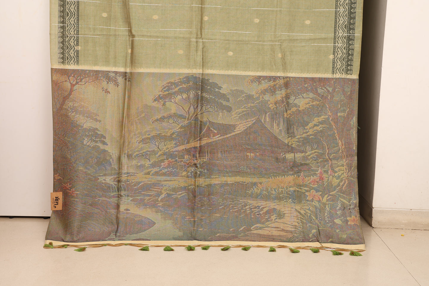 Olive Meadow Art Tussar Linen