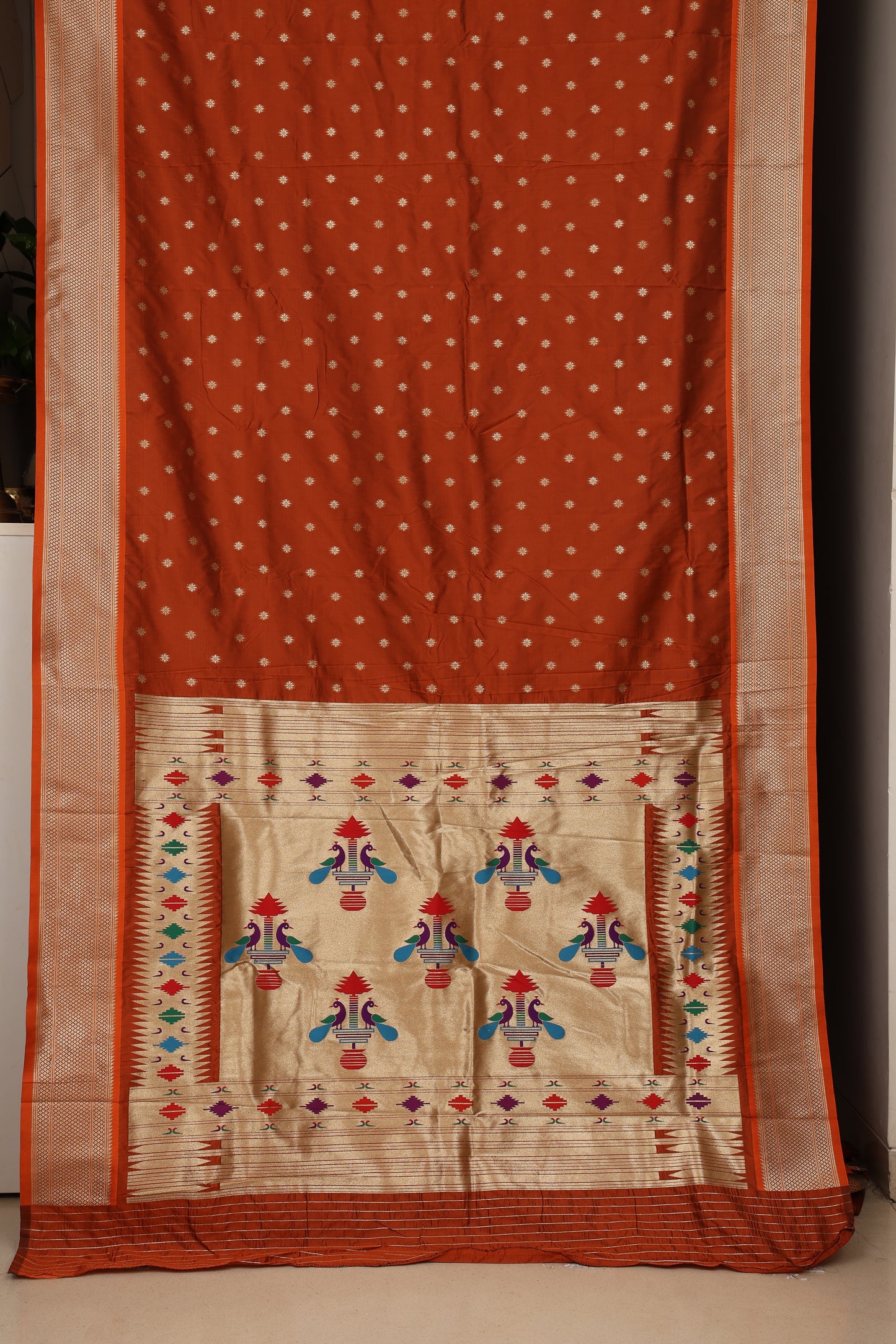 Rust Orange Maharani Paithani