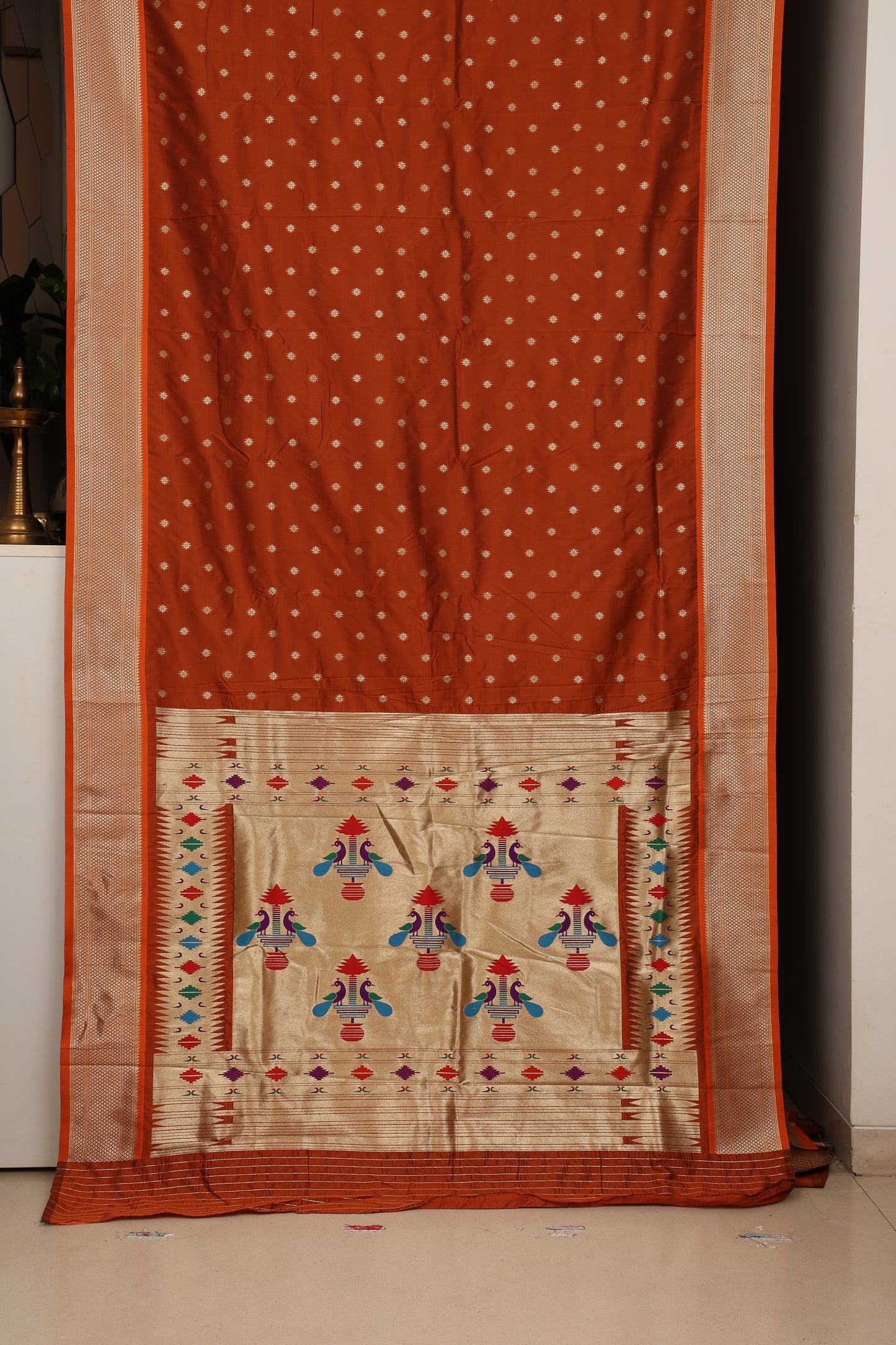 Rust Orange Maharani Paithani