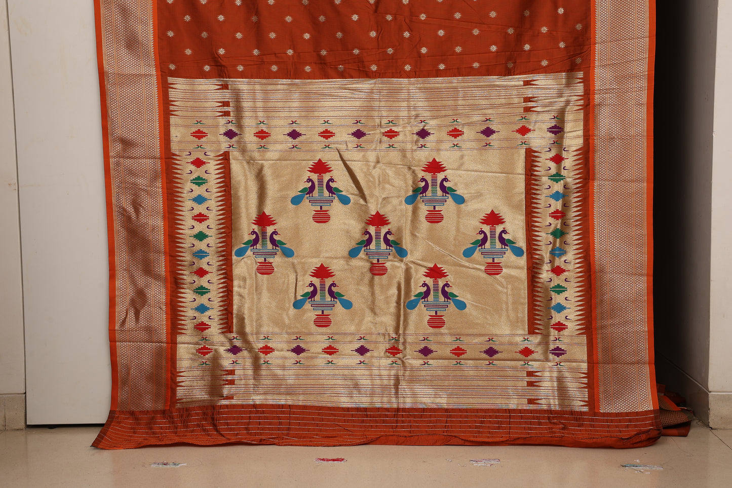 Rust Orange Maharani Paithani