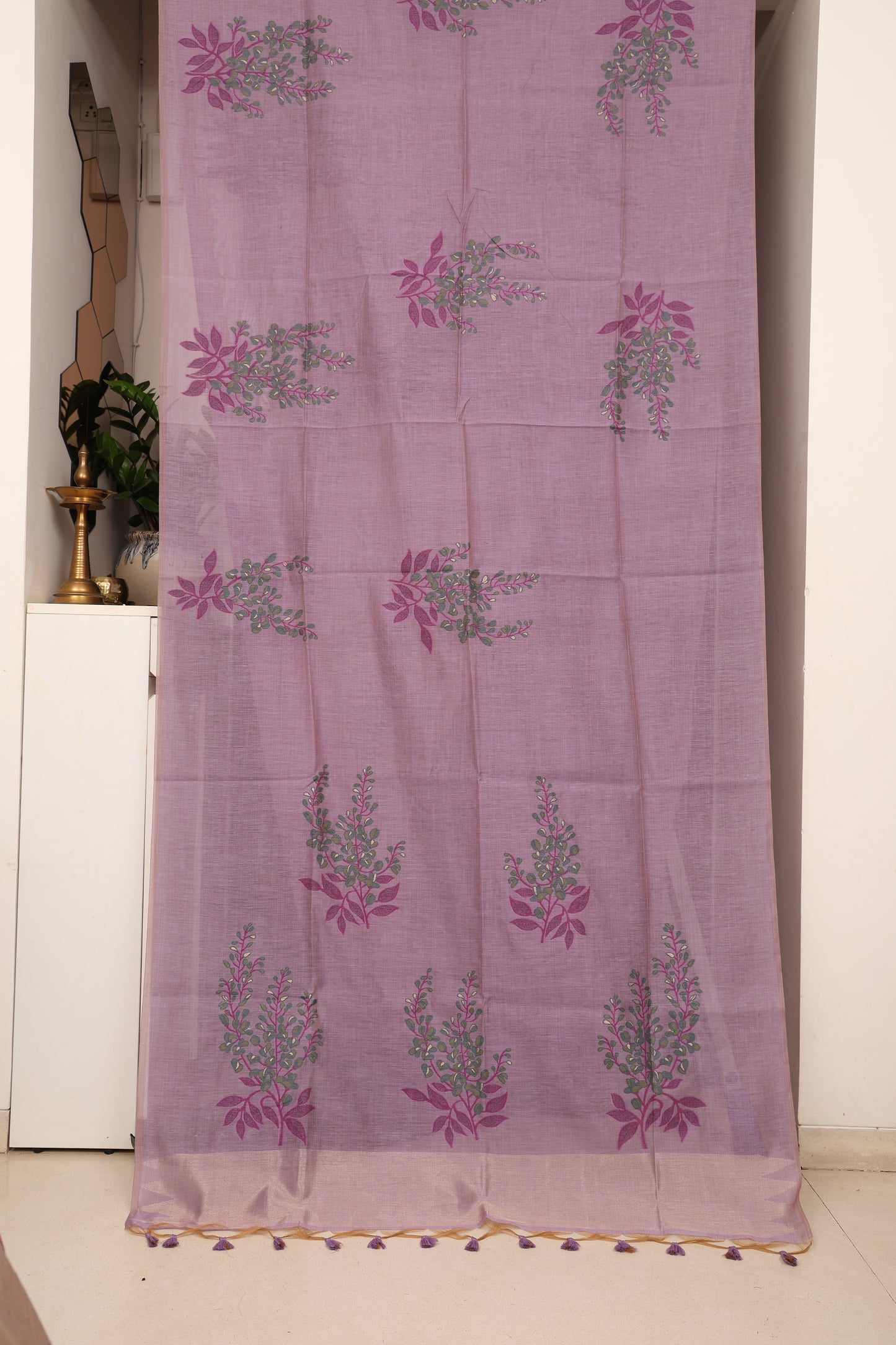 Lavender Green Muga Cotton Silk