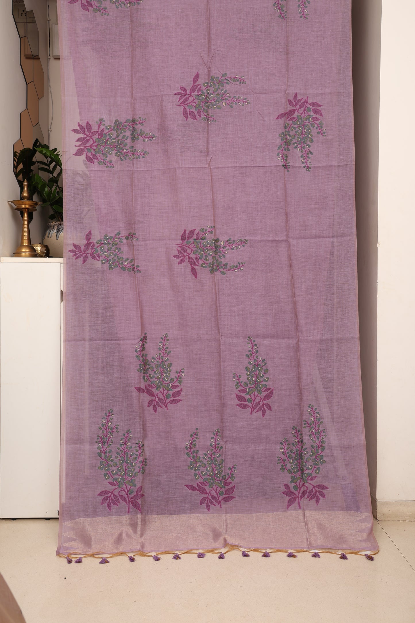 Lavender Green Muga Cotton Silk
