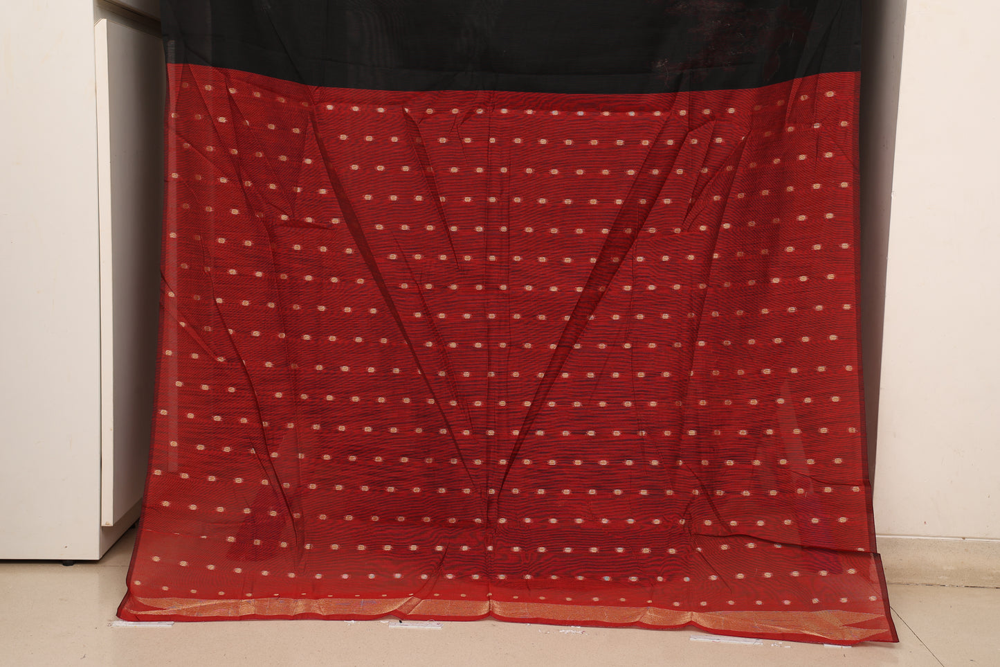 Black Maroon Muga Cotton Silk
