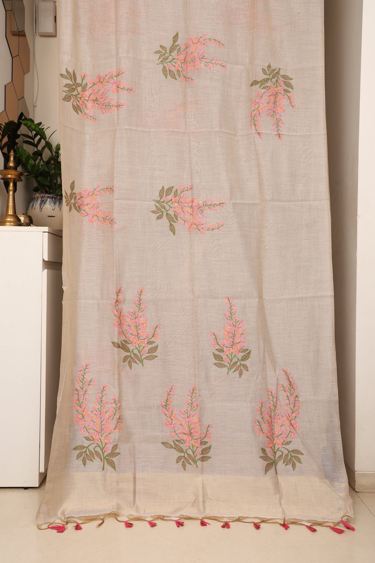 Ivory Pink Muga Cotton Silk