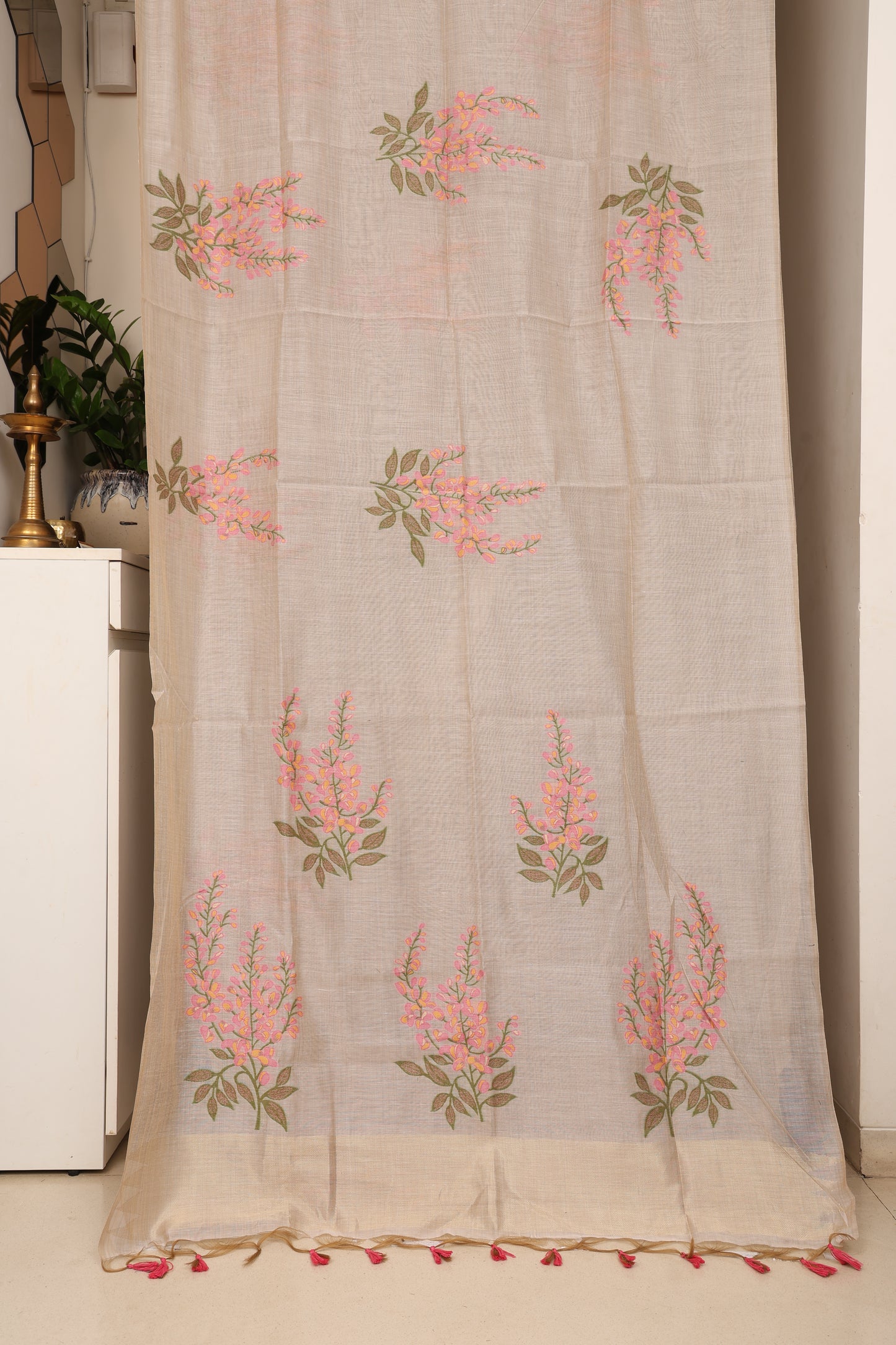 Ivory Pink Muga Cotton Silk