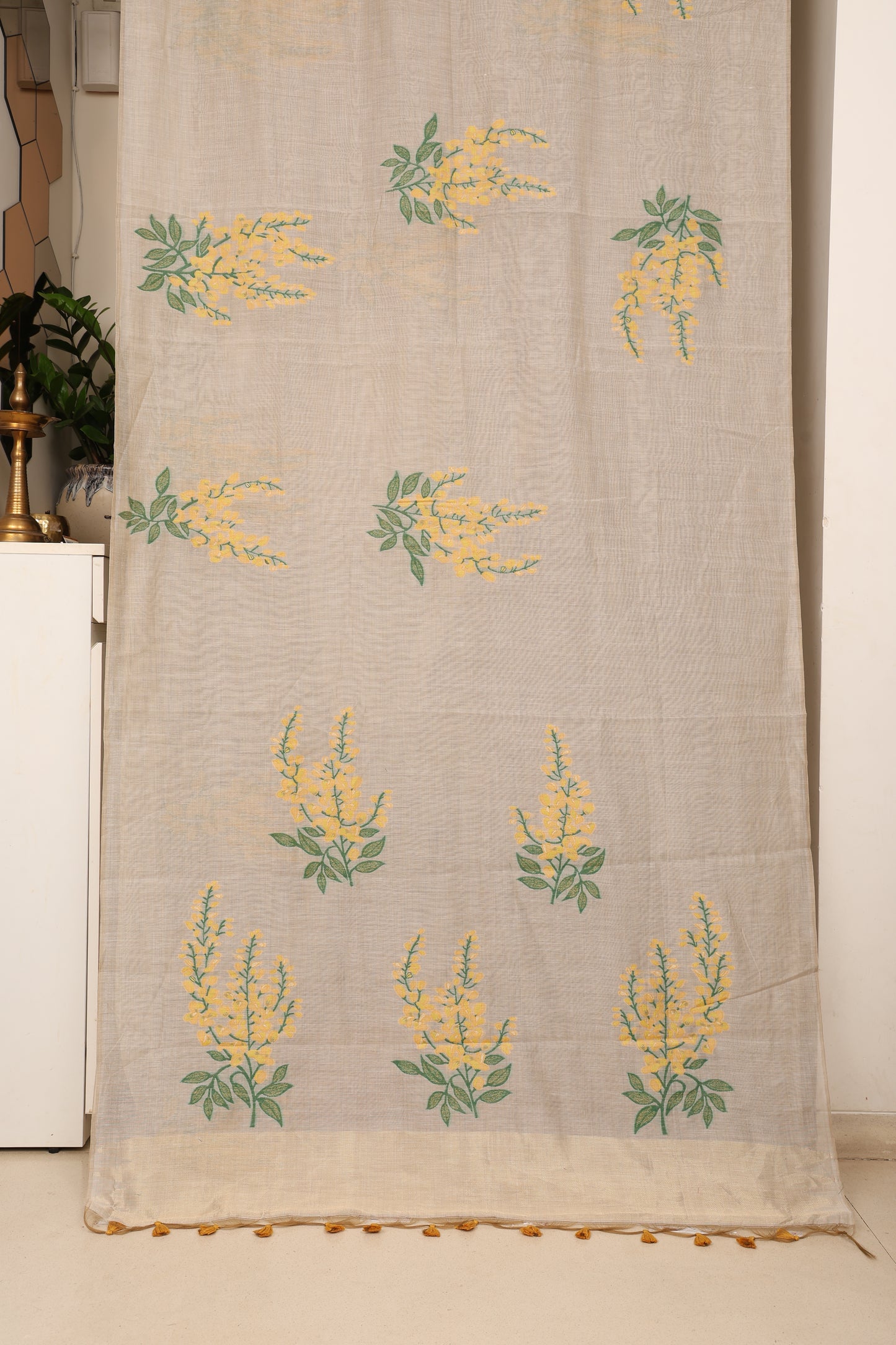 Ivory Yellow Muga Cotton Silk