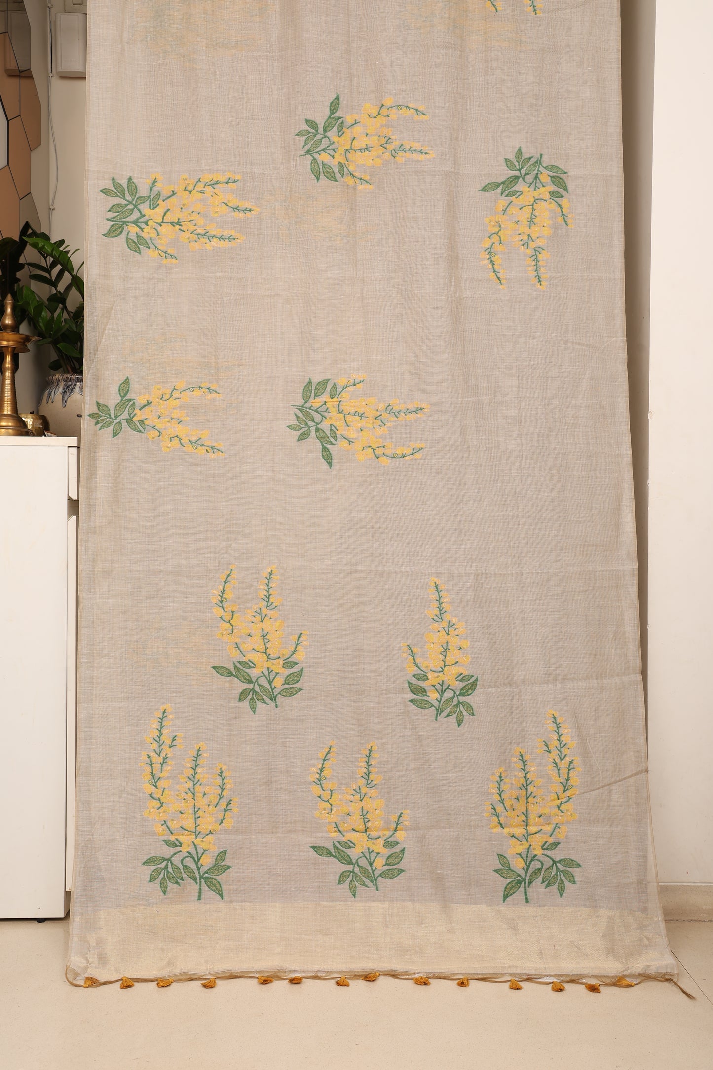 Ivory Yellow Muga Cotton Silk