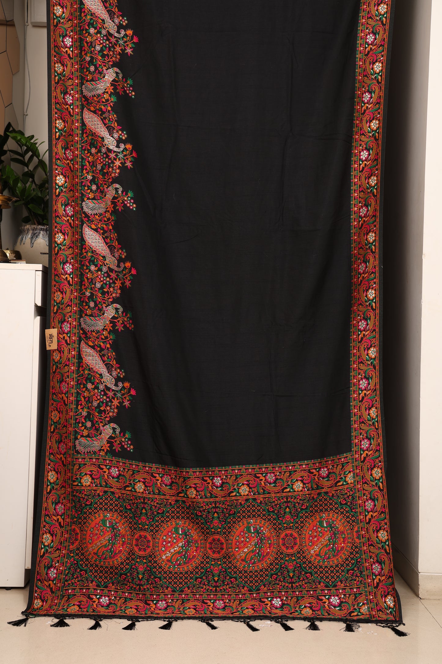 Jet Black Pashmeena Paithani