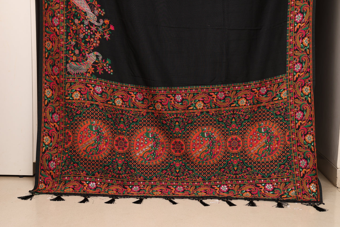 Jet Black Pashmeena Paithani