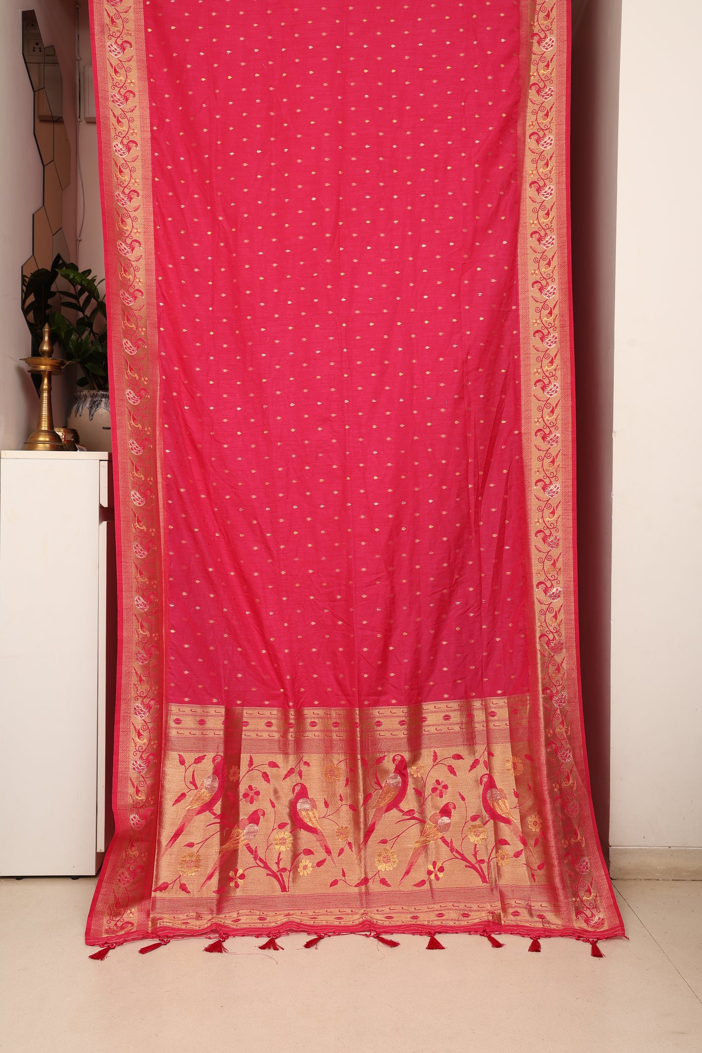 Rani Pink Munga Silk Saree