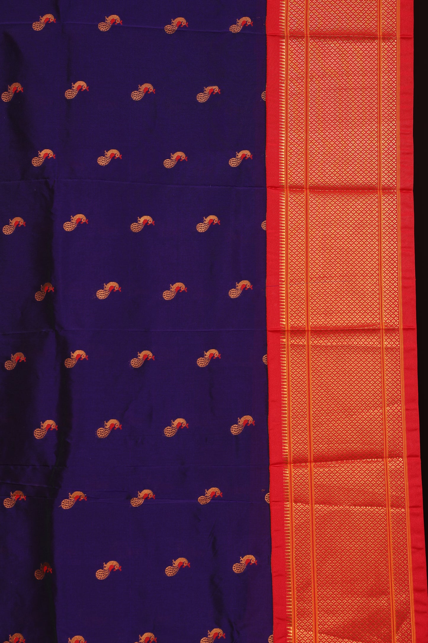 Royal Blue Kalanji Contrast Border Paithani