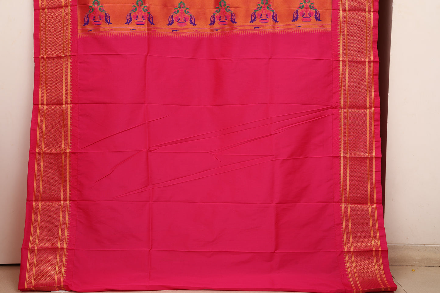 Lime Green Kalanji Contrast Border Paithani