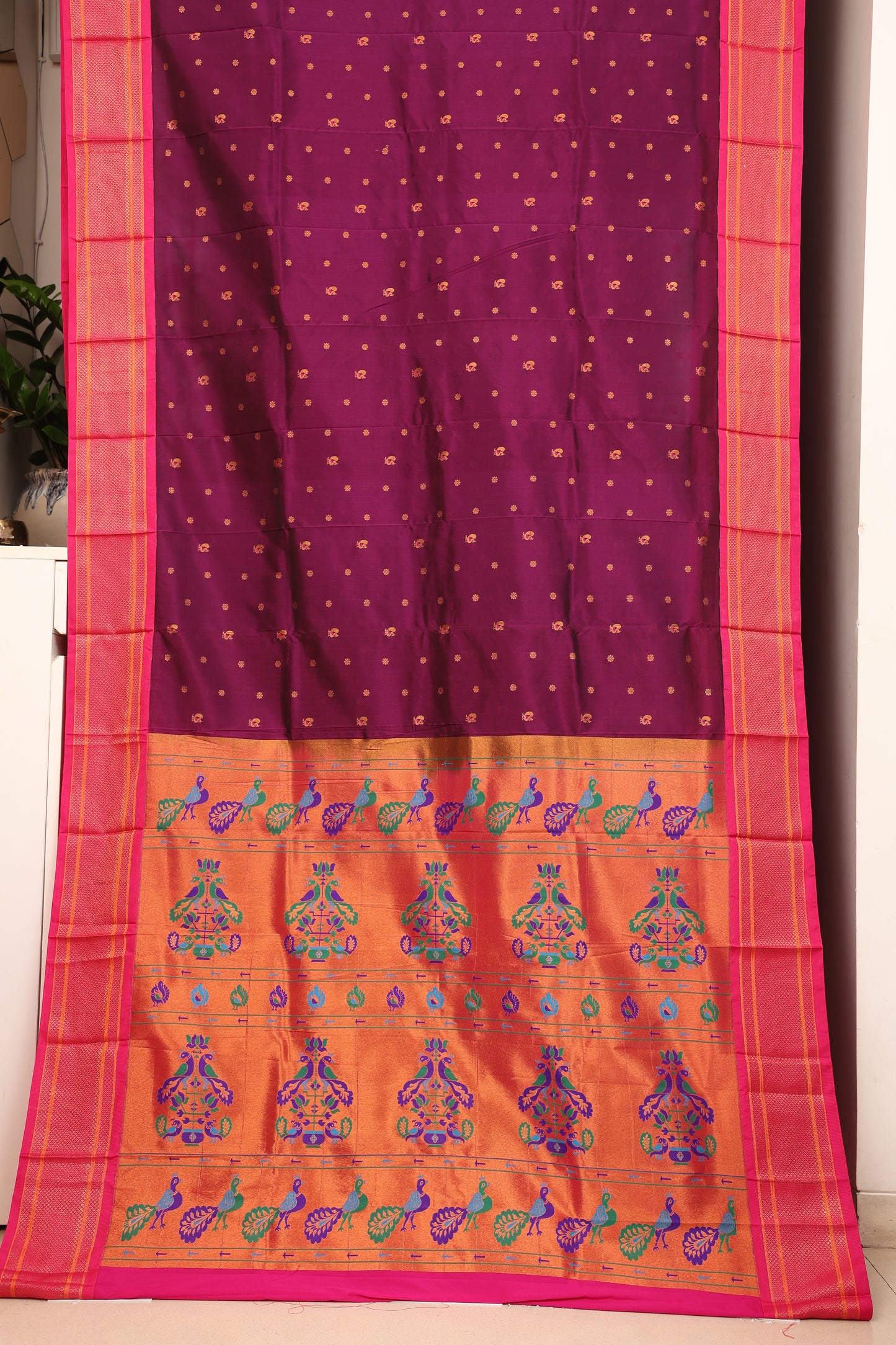 Royal Purple Kalanji Contrast Border Paithani