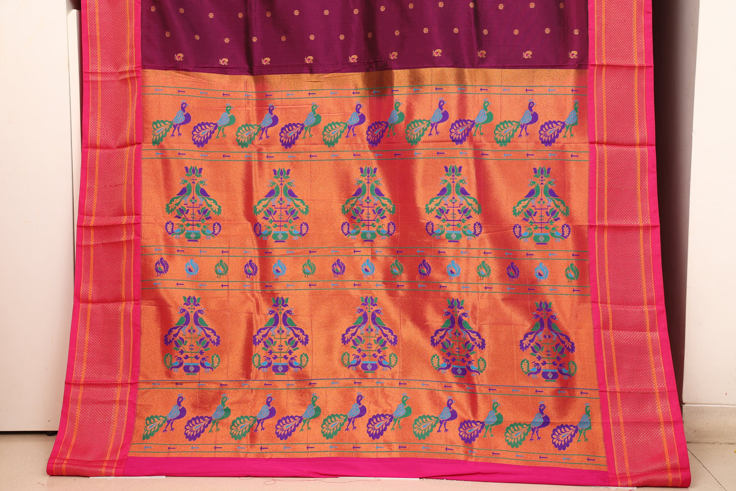 Royal Purple Kalanji Contrast Border Paithani
