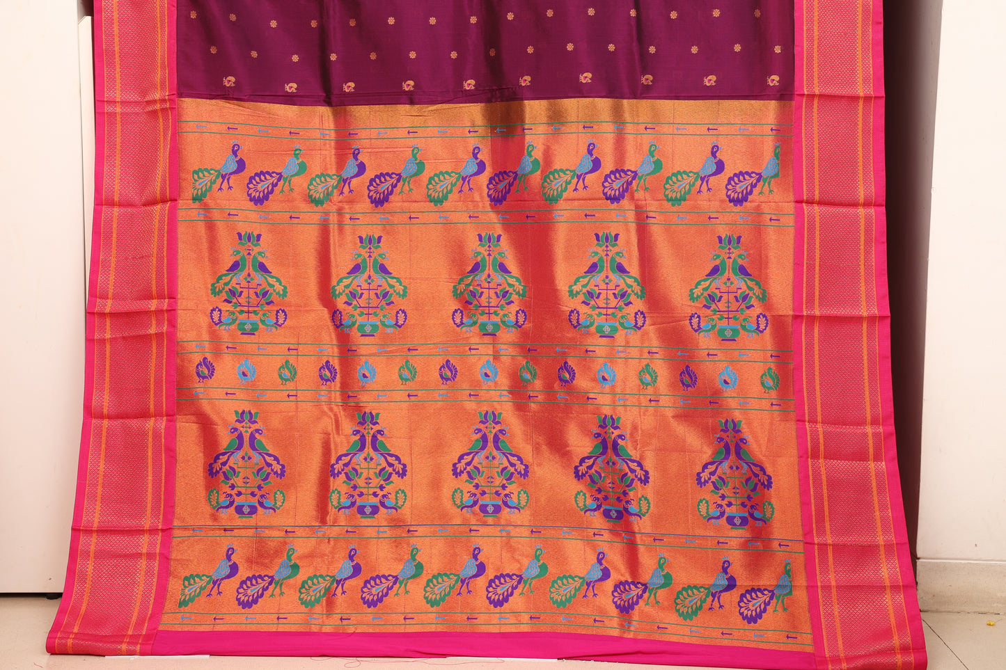 Royal Purple Kalanji Contrast Border Paithani